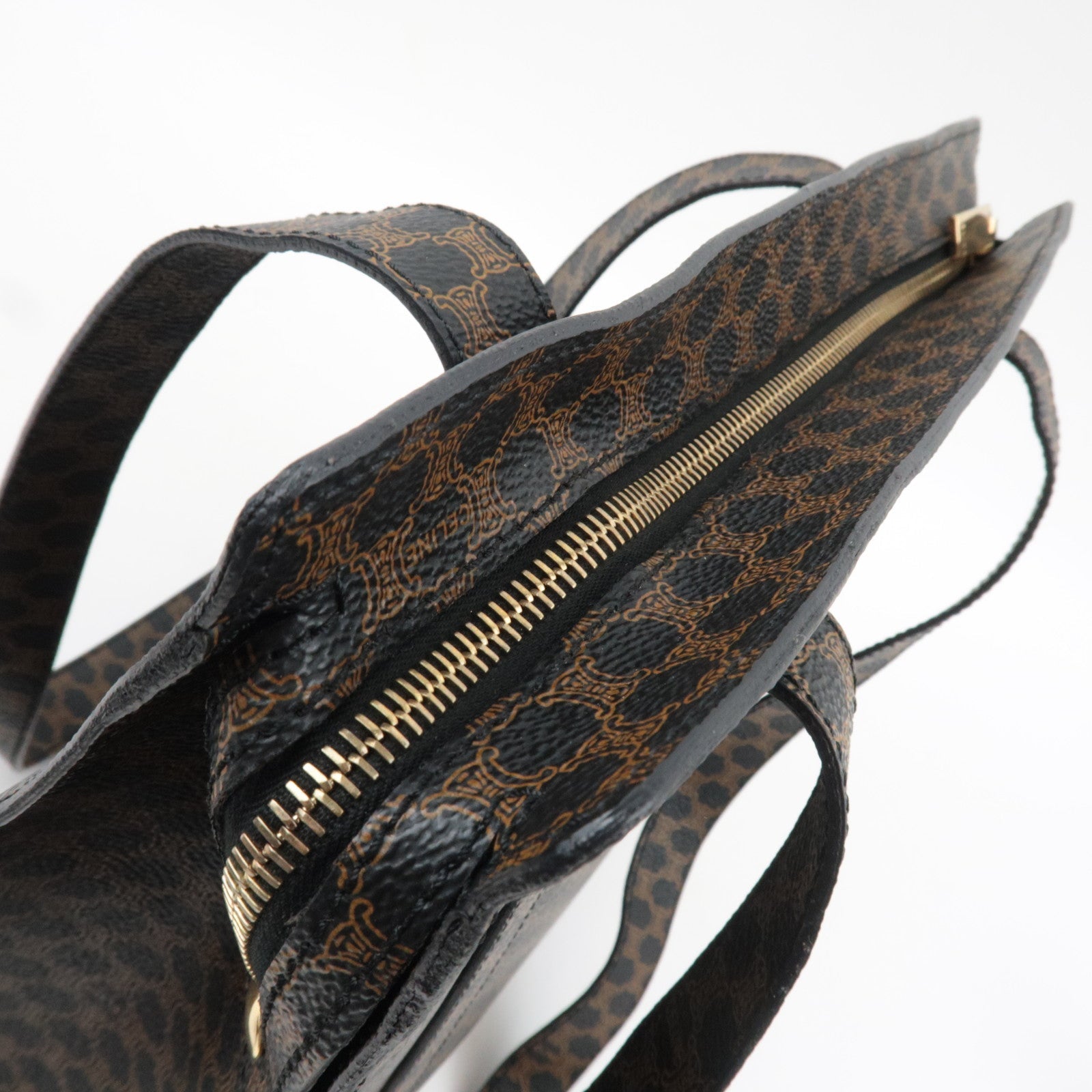 CELINE Macadam Tote Bag PVC Brown Black