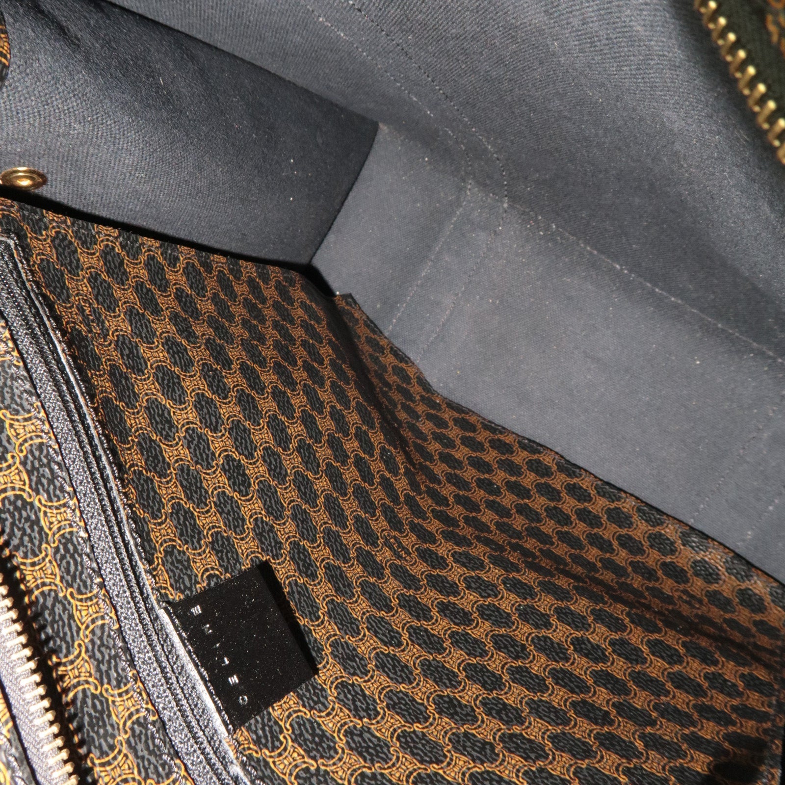 CELINE Macadam Tote Bag PVC Brown Black