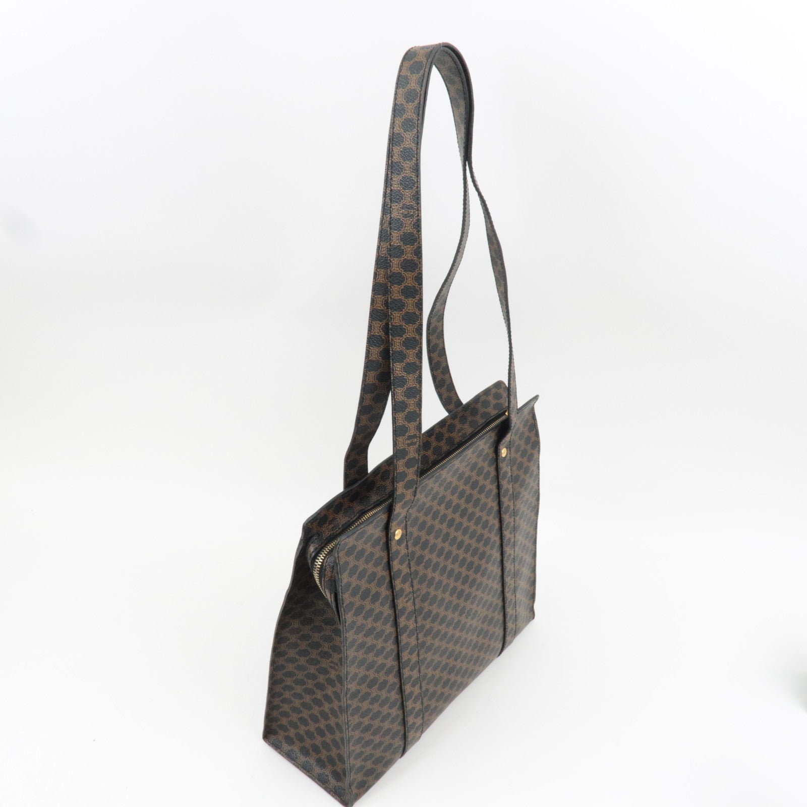 CELINE Macadam Tote Bag PVC Brown Black