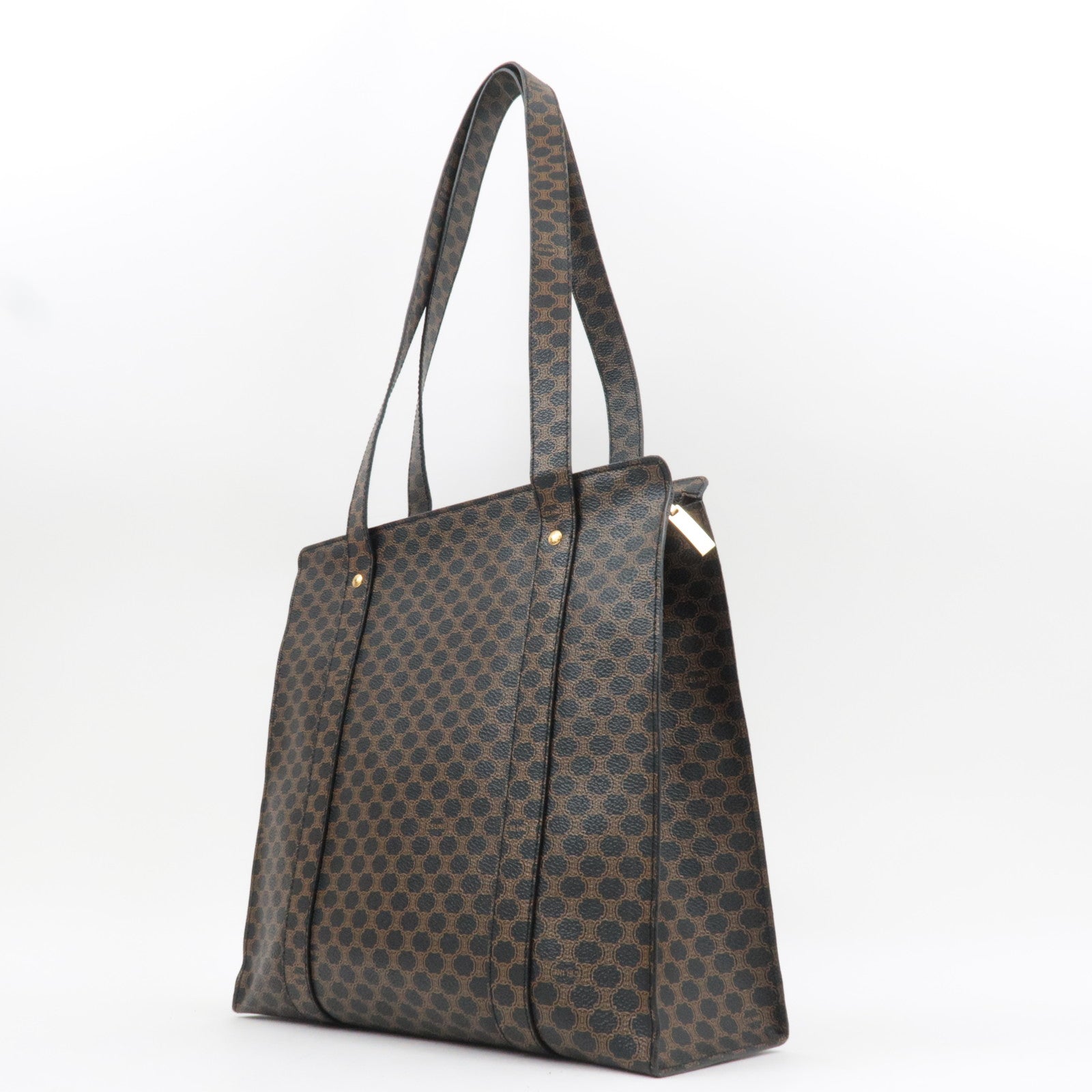 CELINE Macadam Tote Bag PVC Brown Black