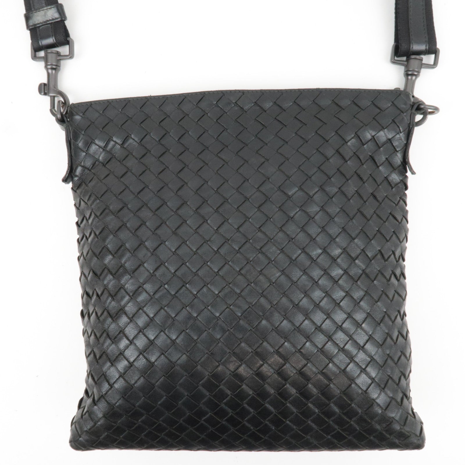 BOTTEGA VENETA Intrecciato Shoulder Bag Leather Black