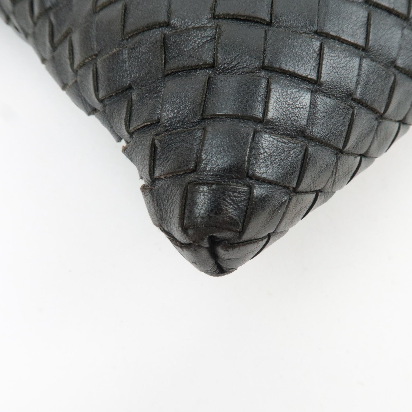 BOTTEGA VENETA Intrecciato Shoulder Bag Leather Black