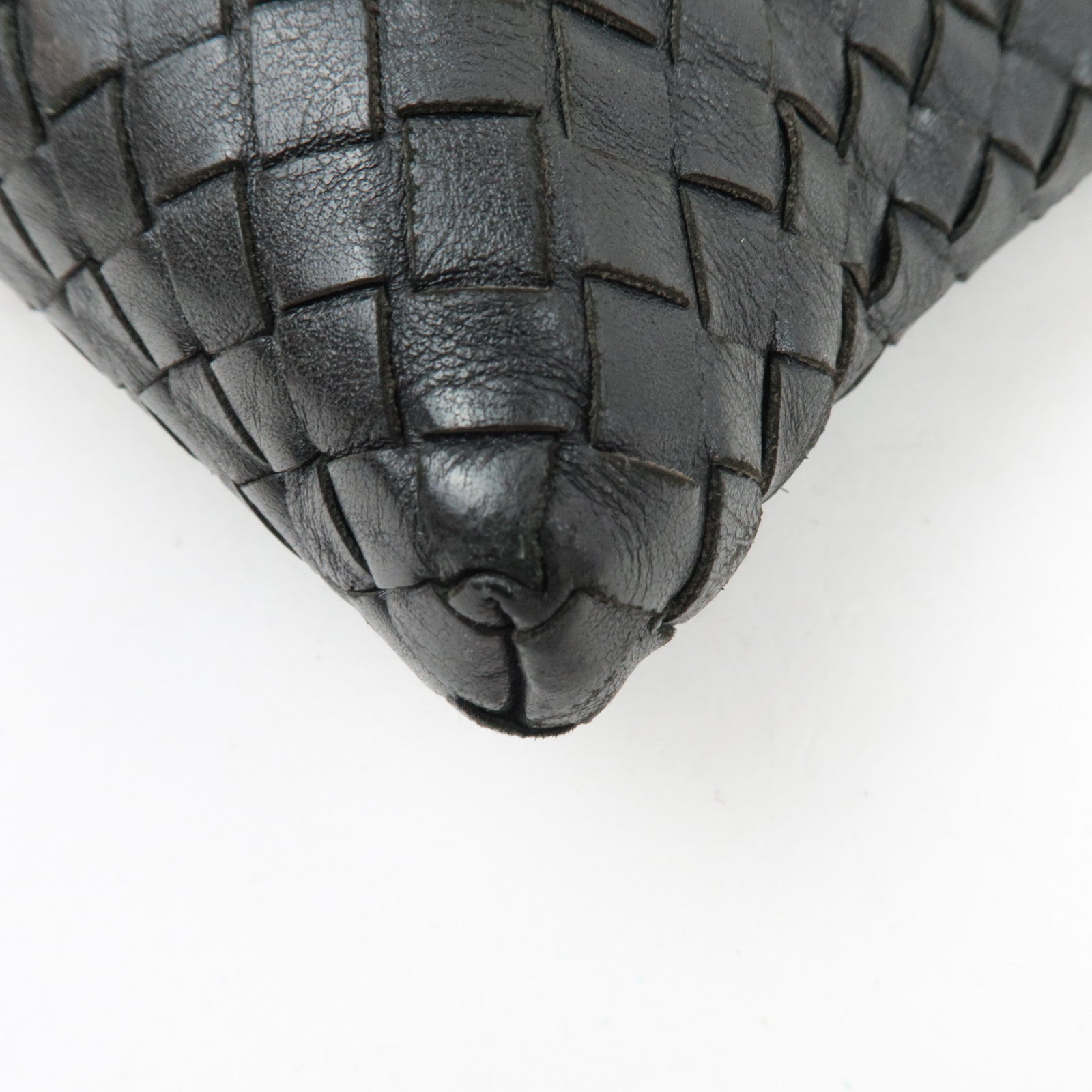 BOTTEGA VENETA Intrecciato Shoulder Bag Leather Black