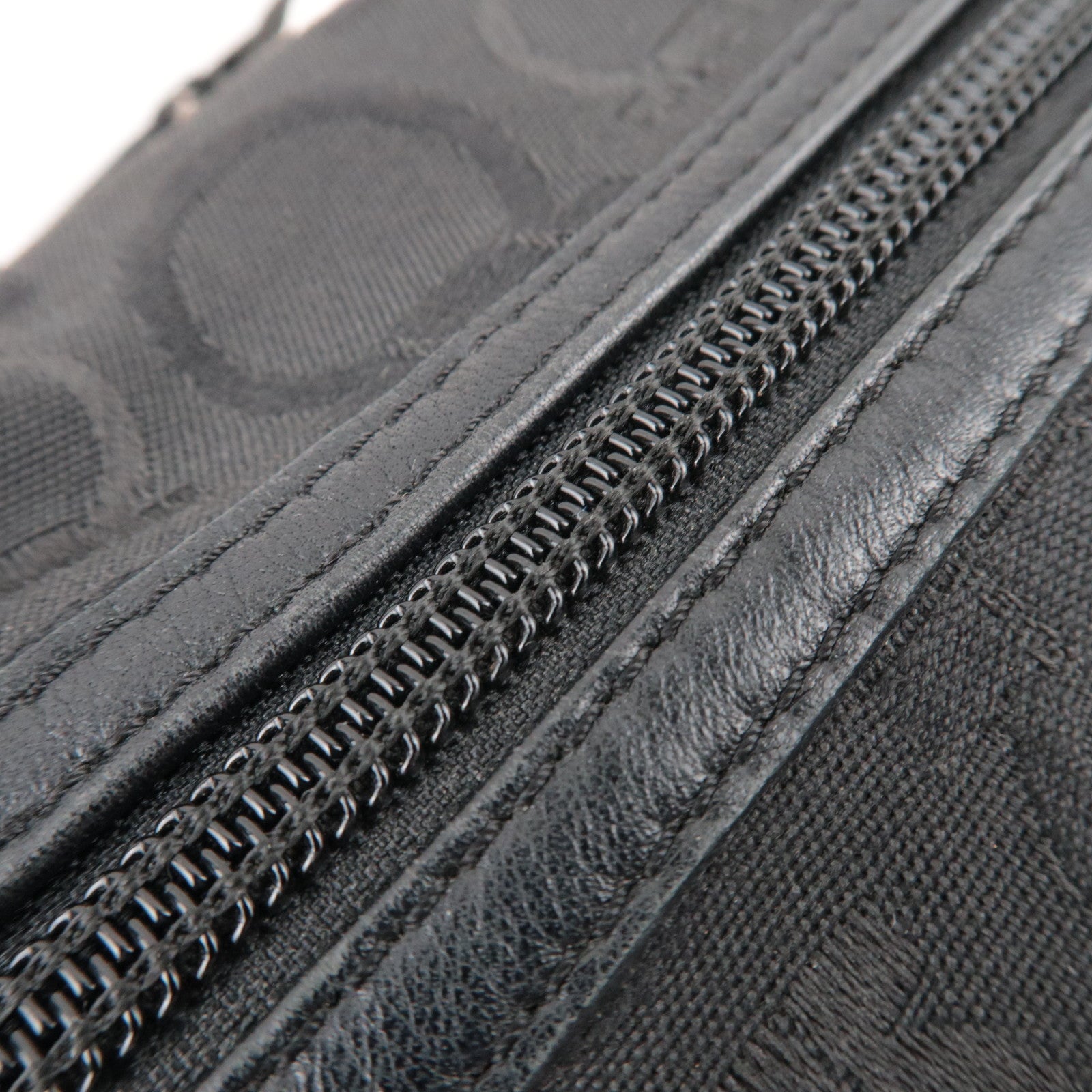 Ferragamo Gancini Shoulder Bag Canvas Leather Black