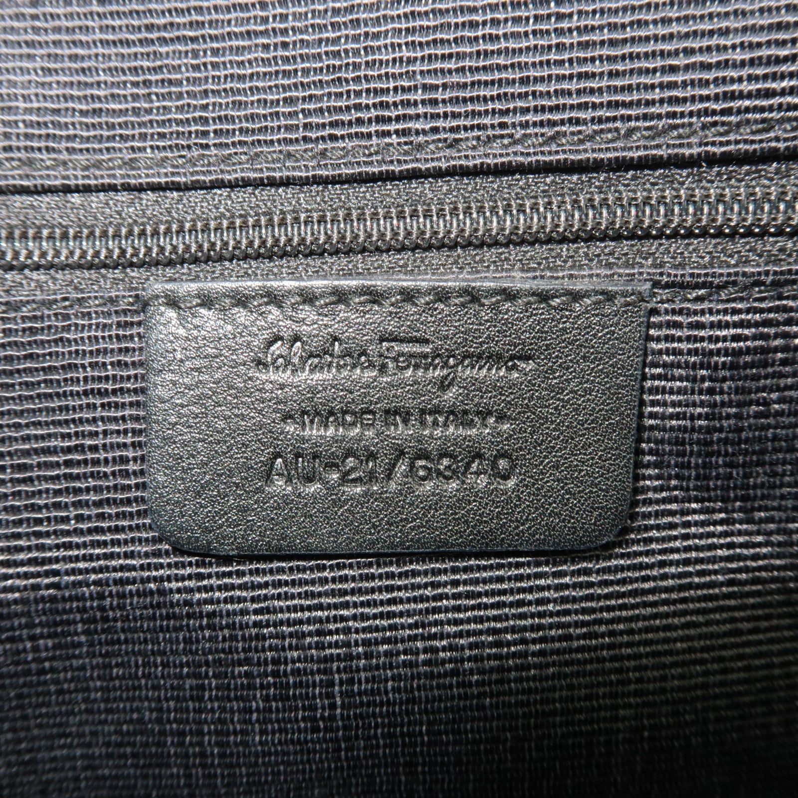 Ferragamo Gancini Shoulder Bag Canvas Leather Black