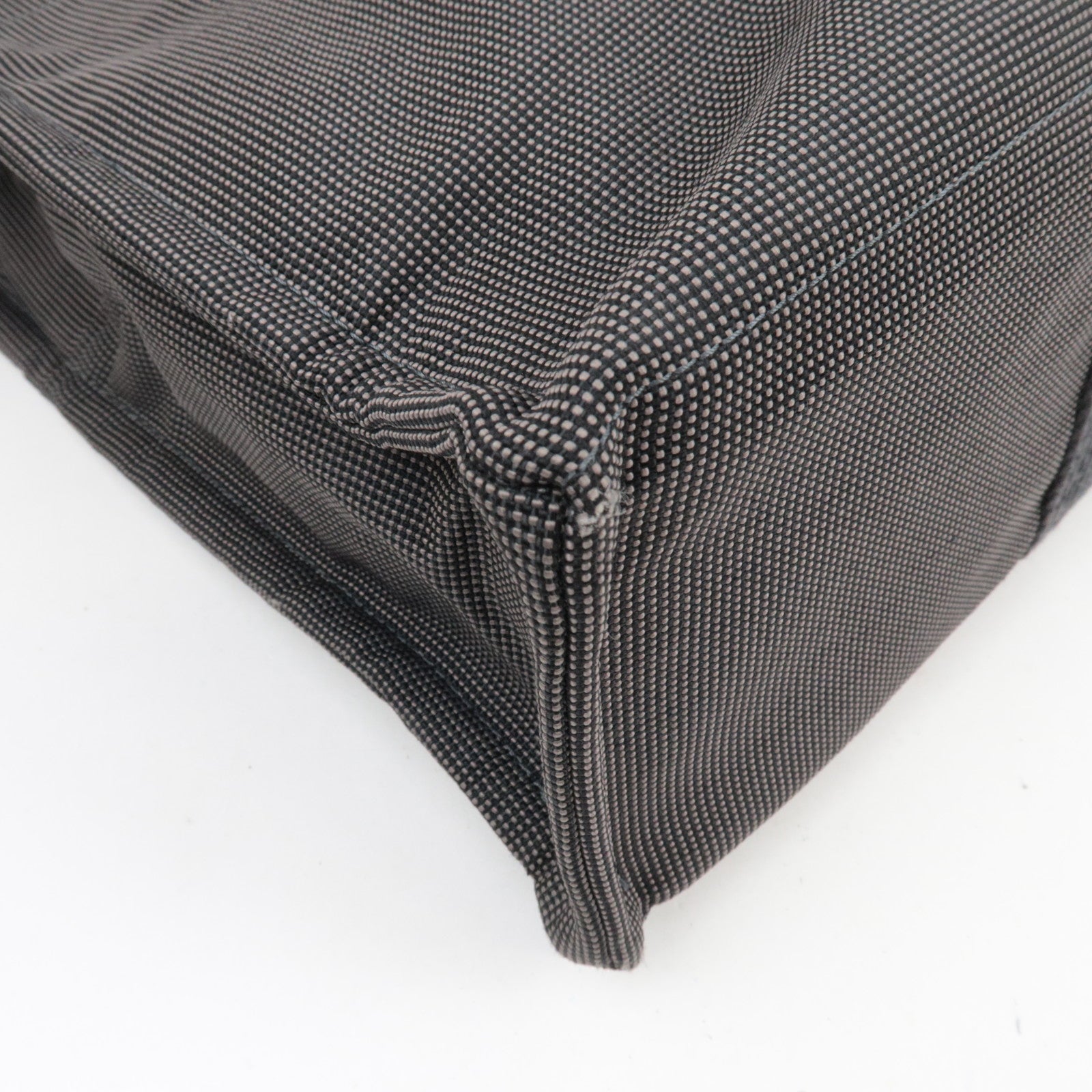 HERMES Her Line MM Tote Bag Nylon Canvas Gray *Lock ※Key missing