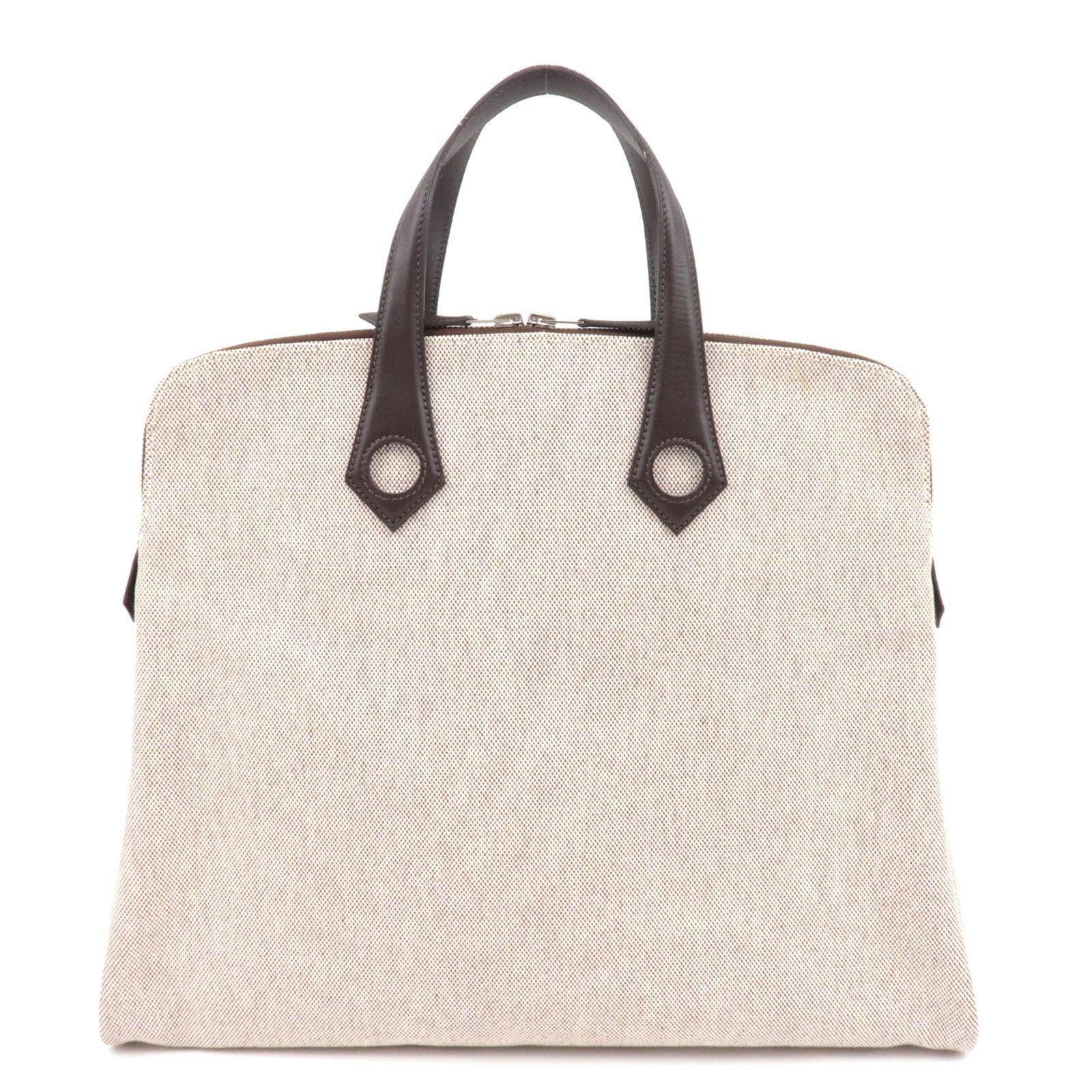 HERMES Sac Ibou MM Tote Bag J Stamp (2006) Toile H Leather Natural Brown *Dust bag82273