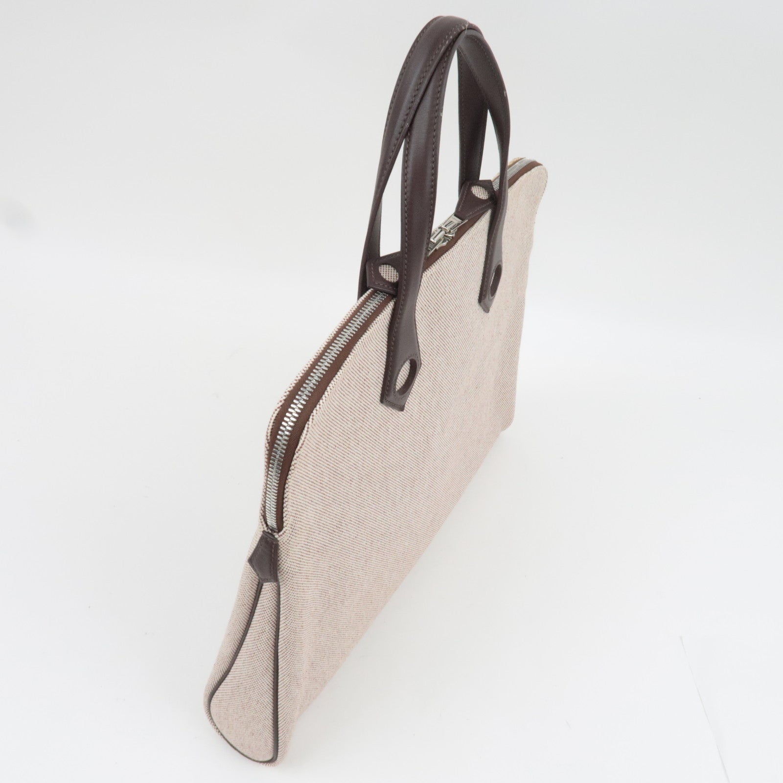 HERMES Sac Ibou MM Tote Bag J Stamp (2006) Toile H Leather Natural Brown *Dust bag