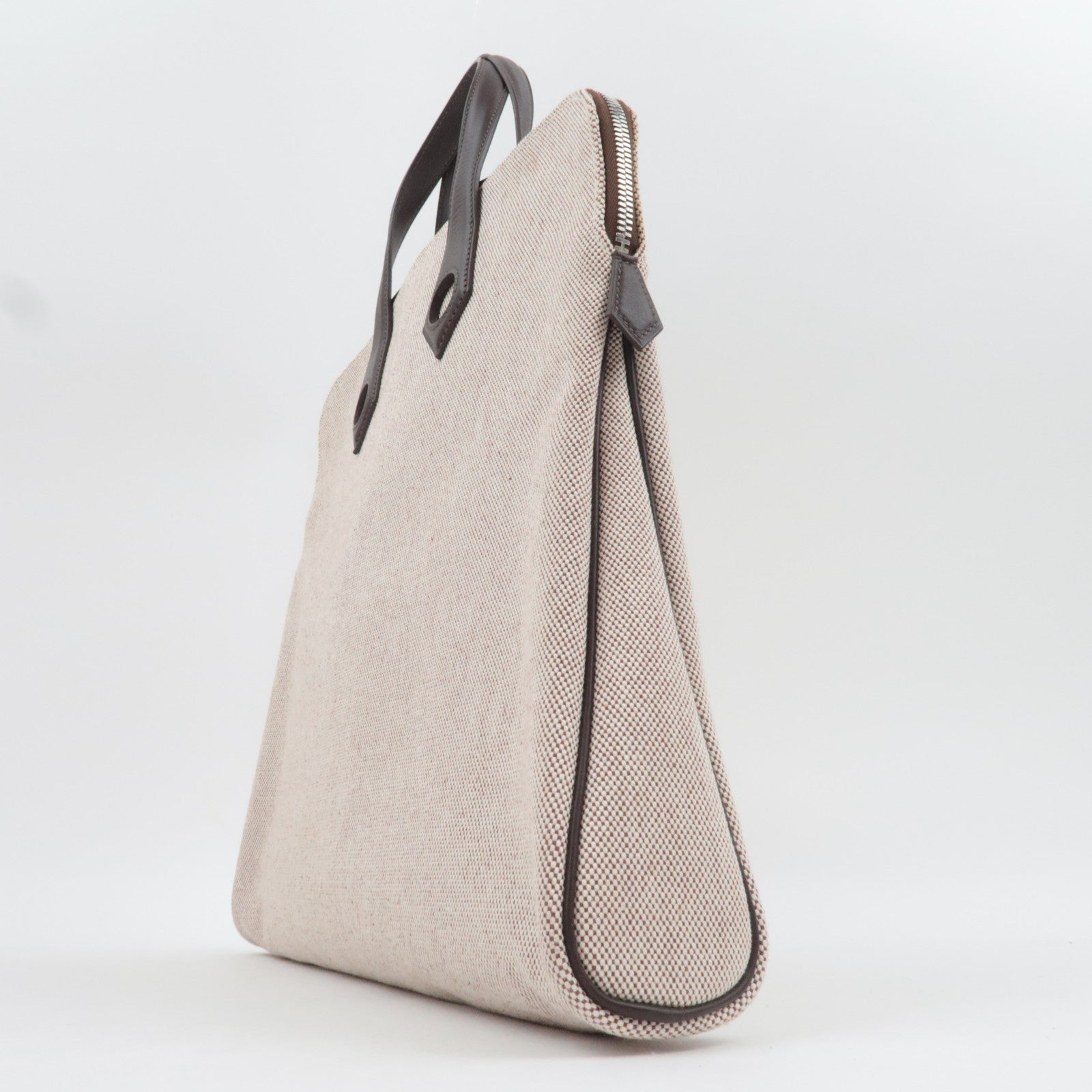 HERMES Sac Ibou MM Tote Bag J Stamp (2006) Toile H Leather Natural Brown *Dust bag