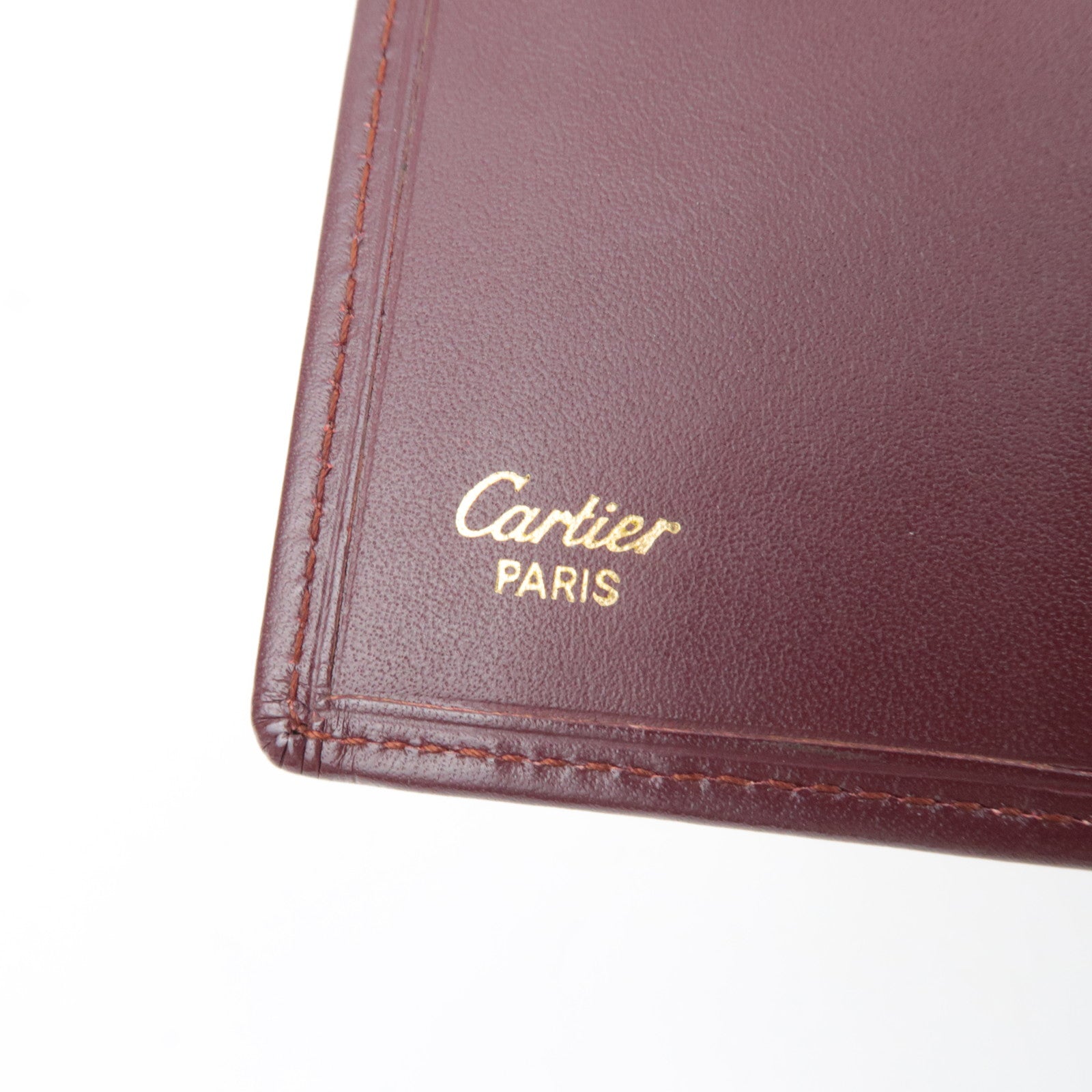 Cartier Must Line Kiss Lock Tri-Fold Wallet Leather Bordeaux *Box