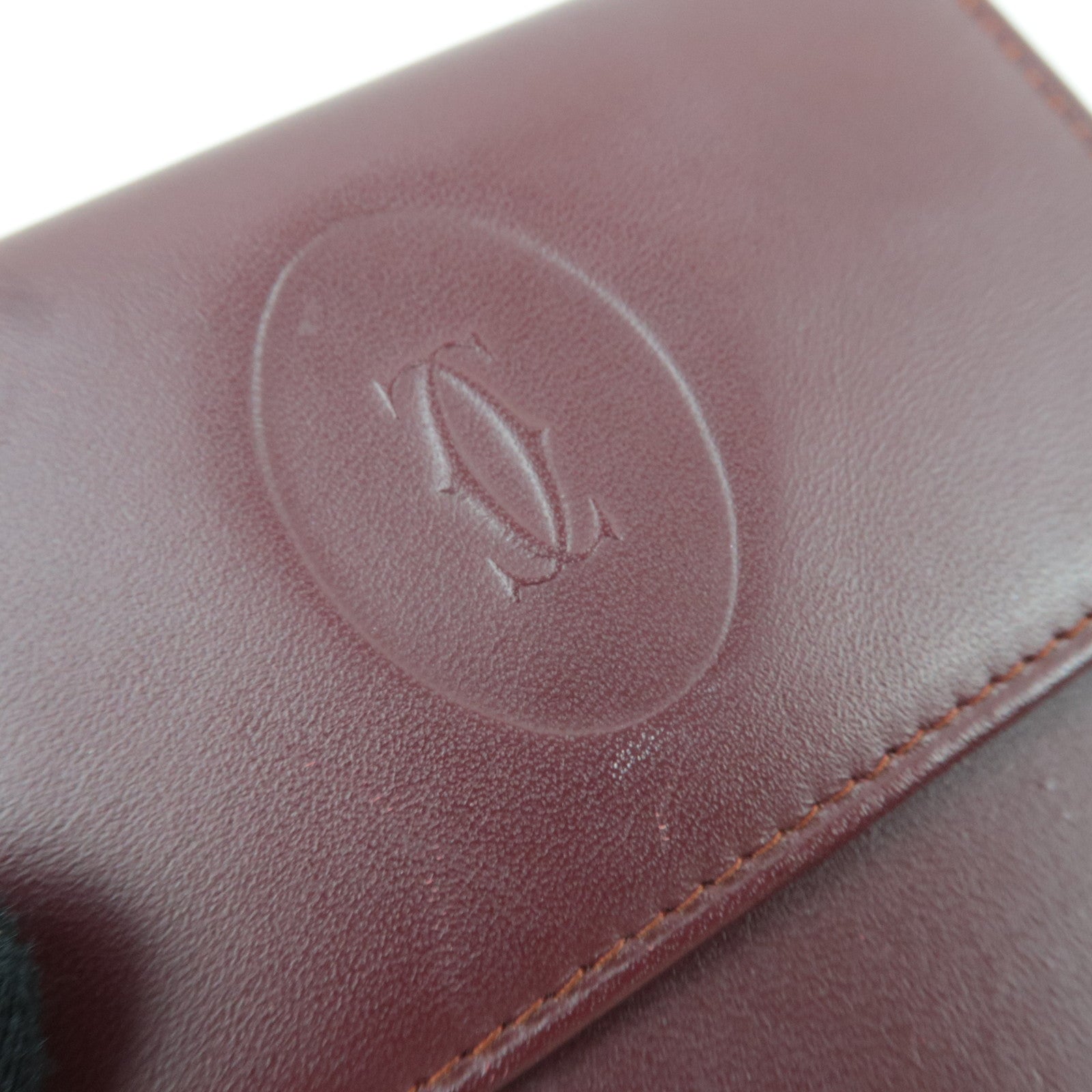 Cartier Must Line Kiss Lock Tri-Fold Wallet Leather Bordeaux *Box