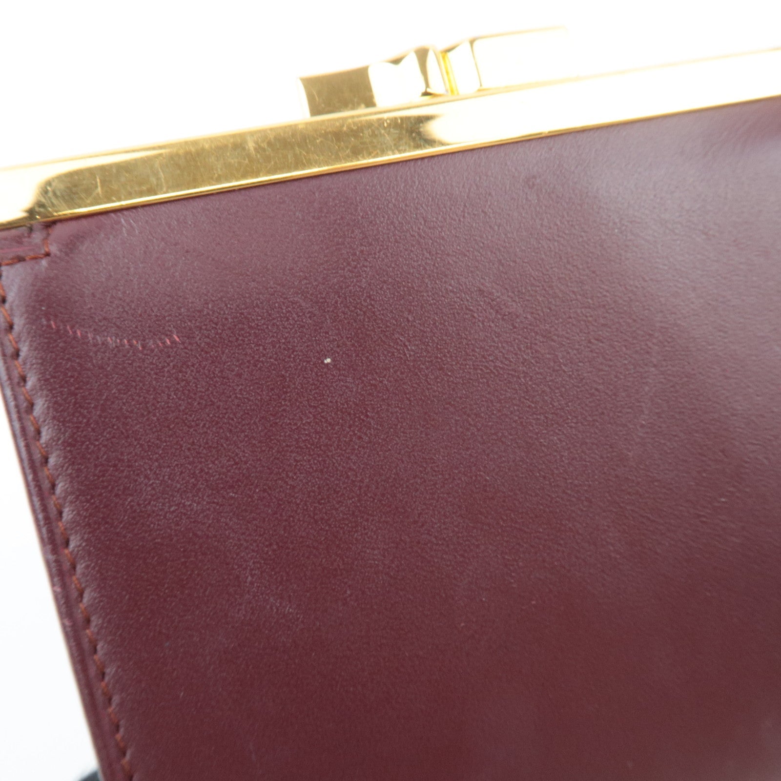 Cartier Must Line Kiss Lock Tri-Fold Wallet Leather Bordeaux *Box