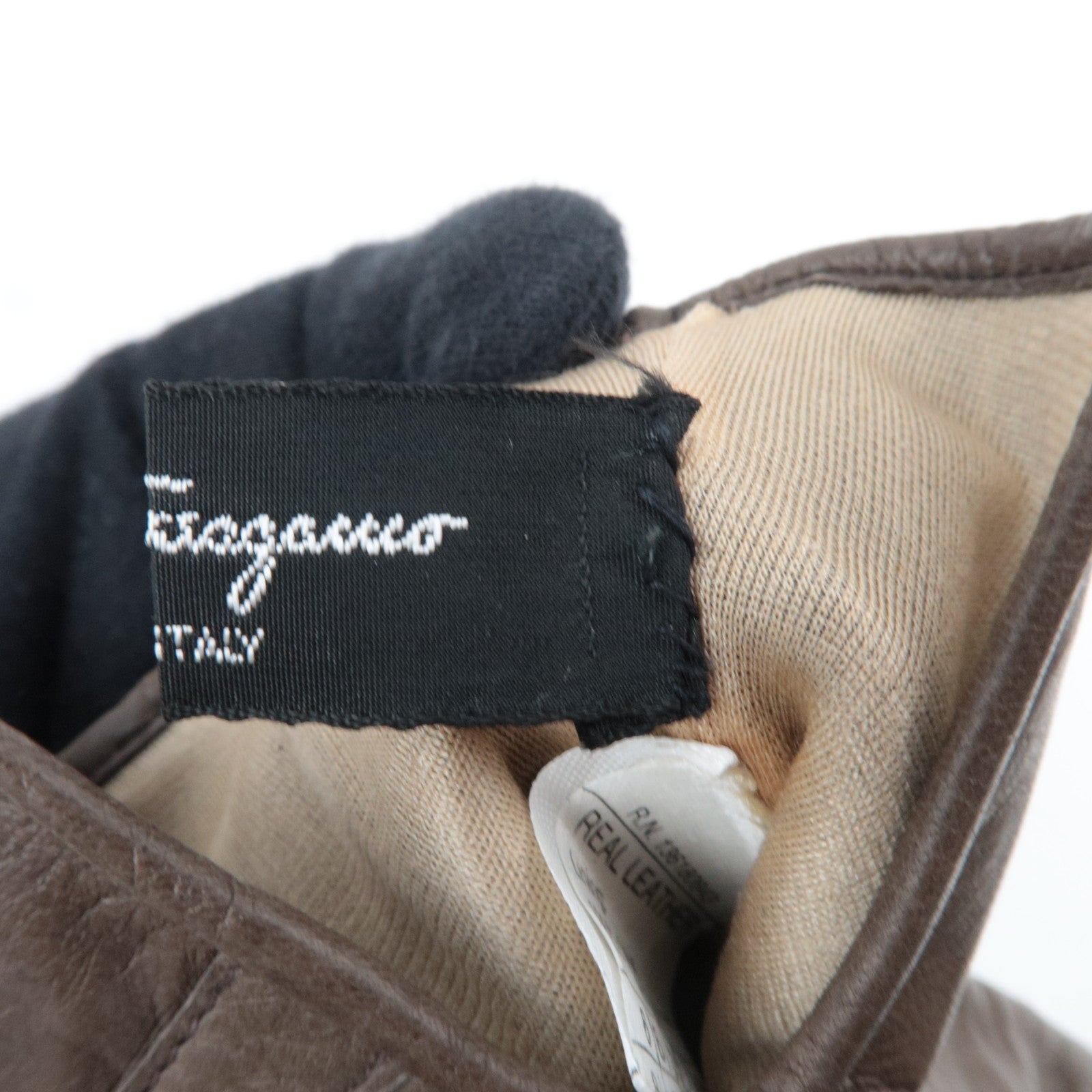 Ferragamo Gancini Gloves Leather Brown *Box