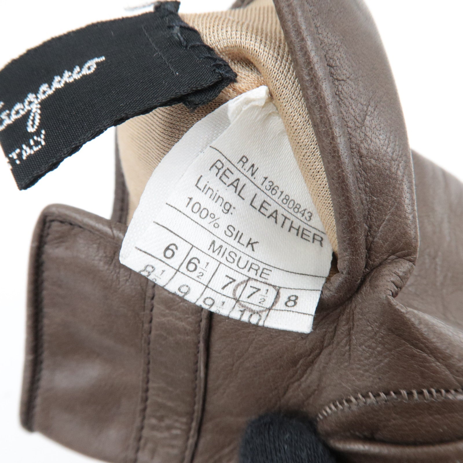 Ferragamo Gancini Gloves Leather Brown *Box