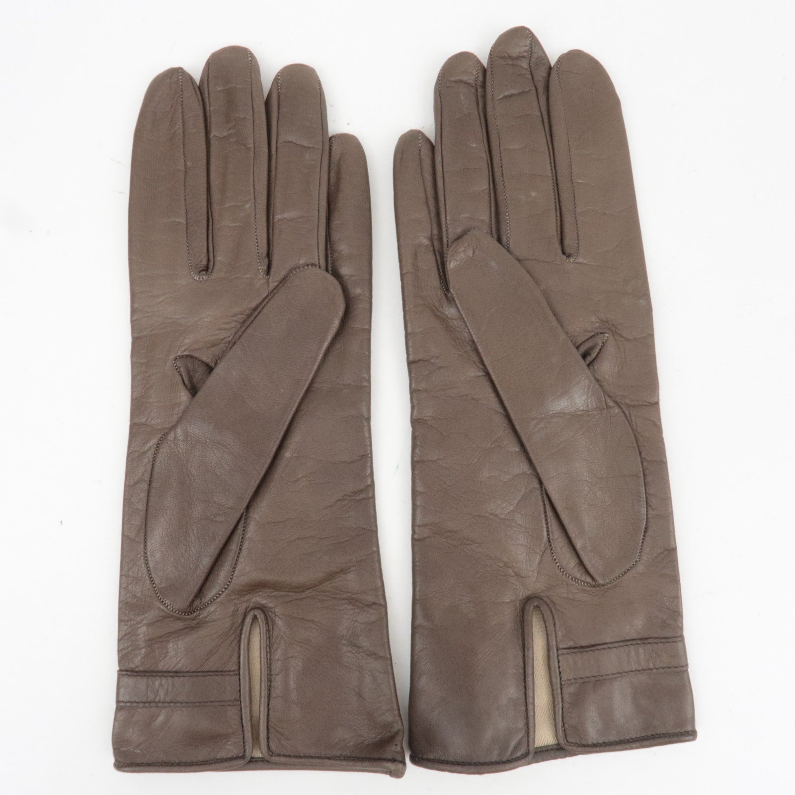 Ferragamo Gancini Gloves Leather Brown *Box