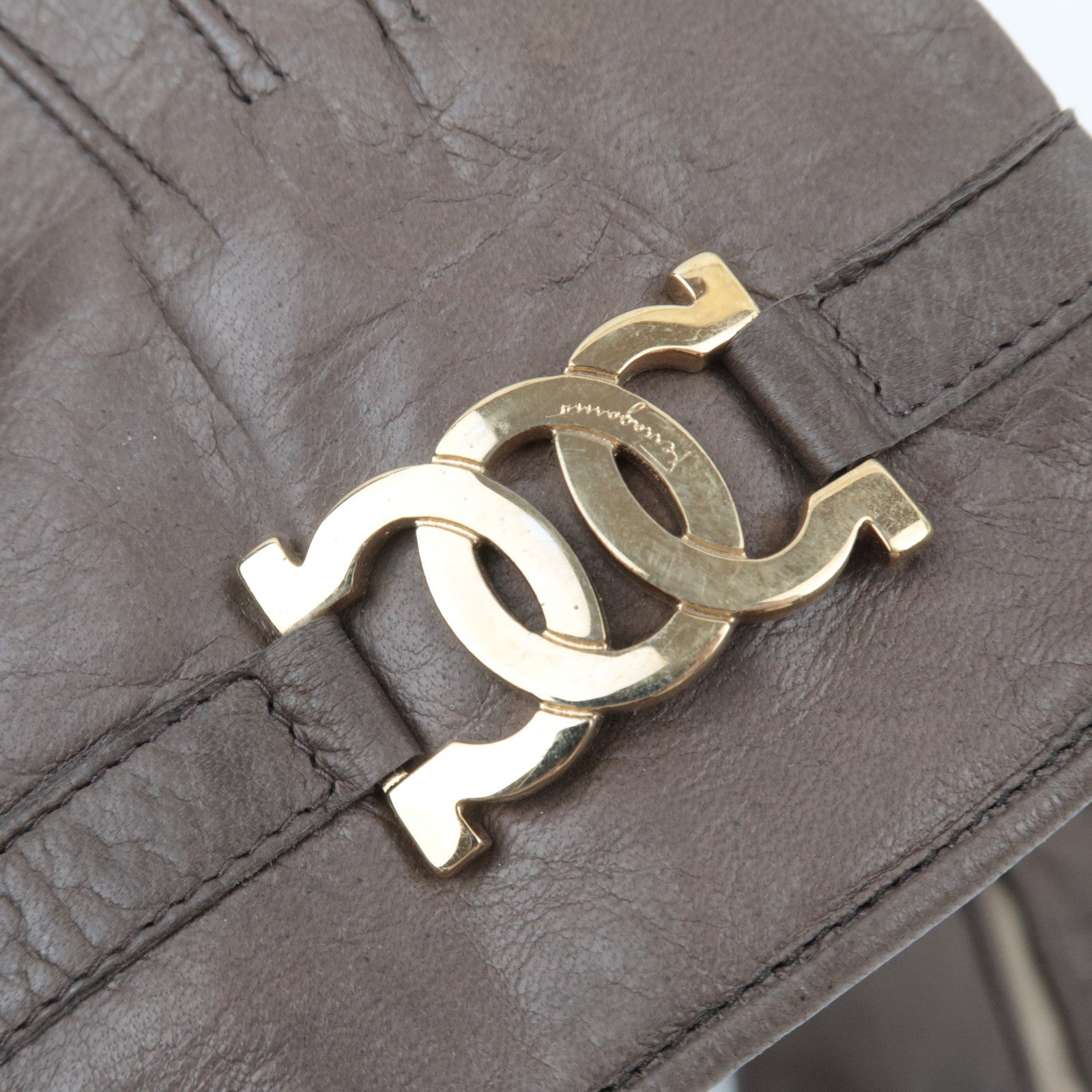 Ferragamo Gancini Gloves Leather Brown *Box