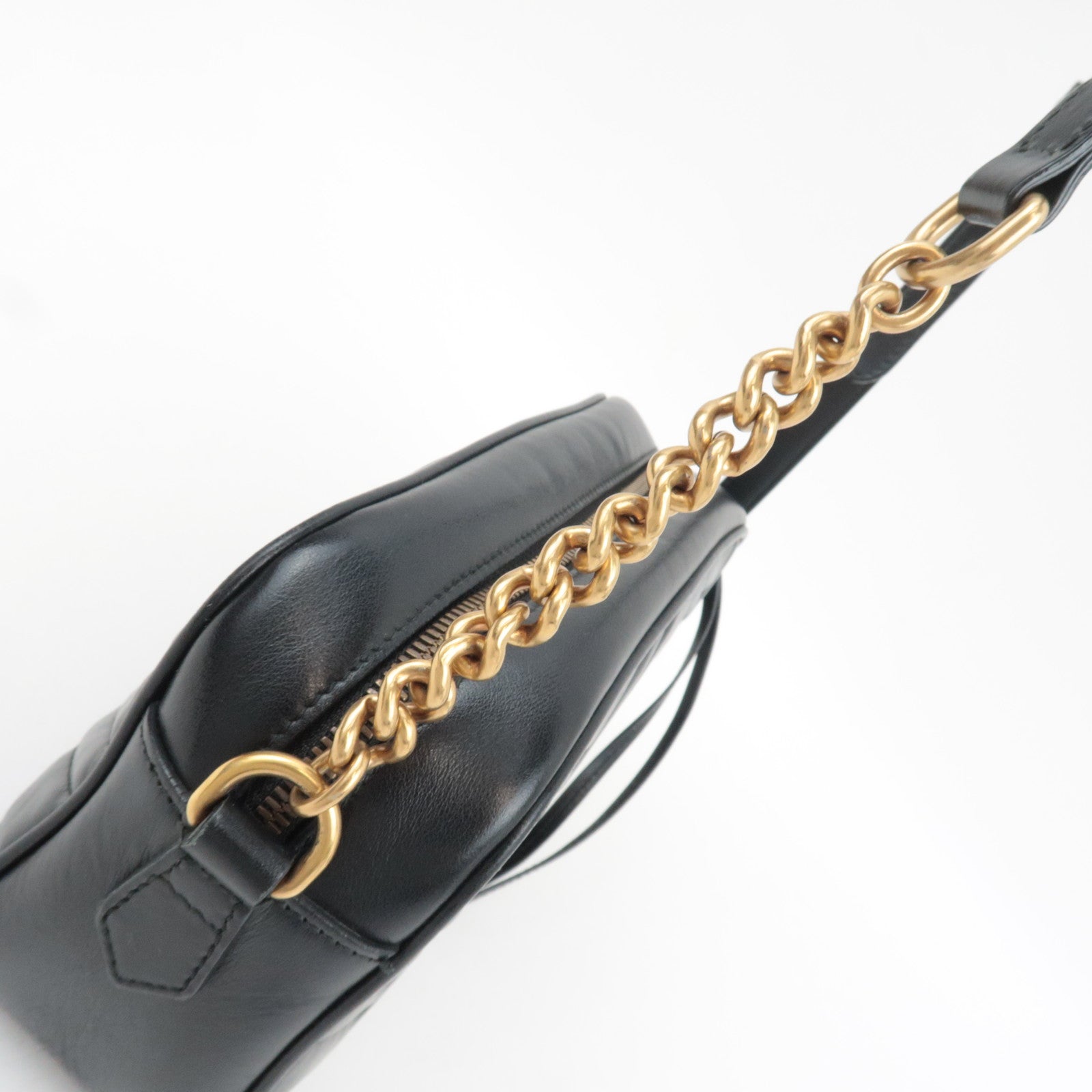 GUCCI GG Marmont Leather Shoulder Bag Black 447632