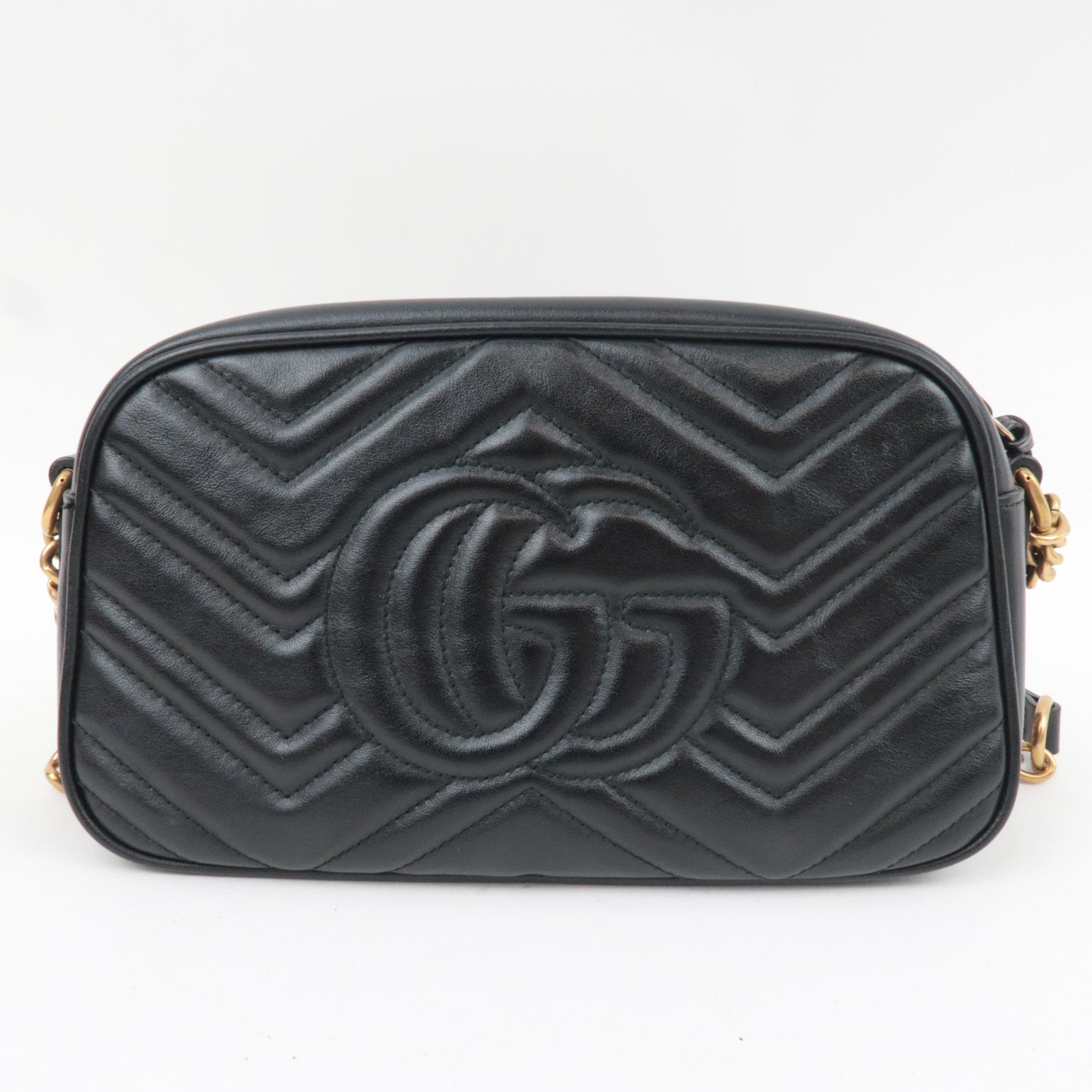 GUCCI GG Marmont Leather Shoulder Bag Black 447632