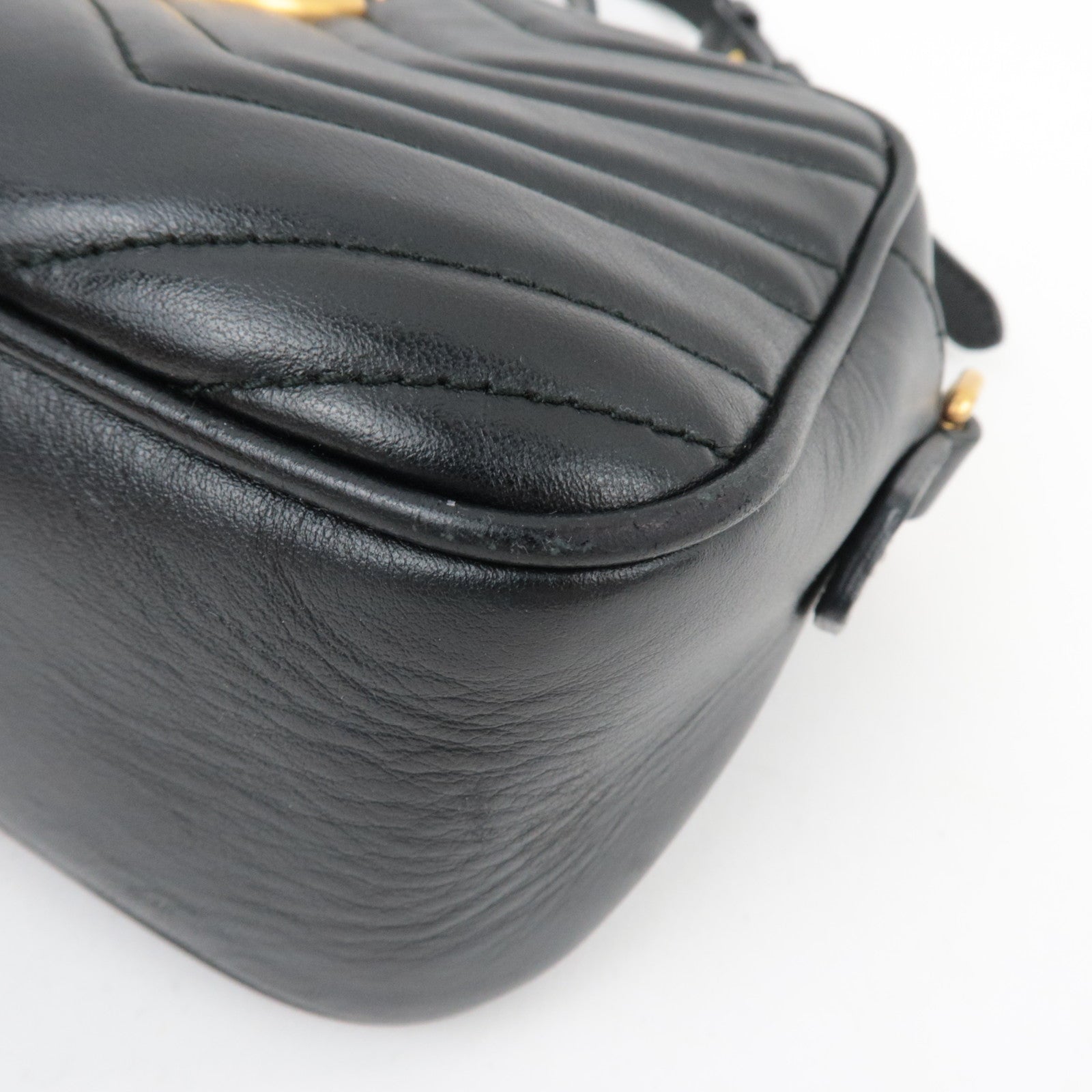 GUCCI GG Marmont Leather Shoulder Bag Black 447632