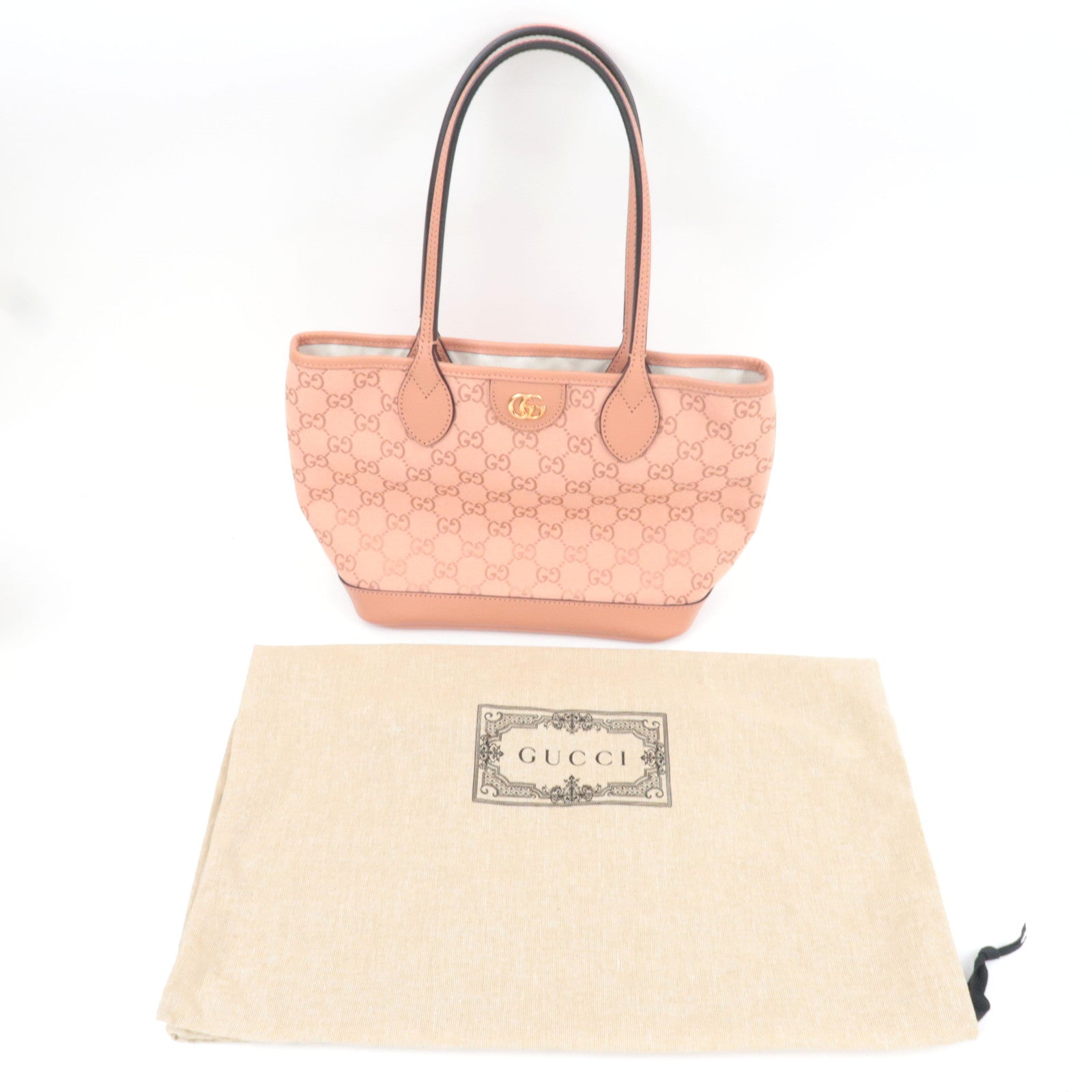 GUCCI Ophidia Canvas Leather Tote Bag GG Pink 742102 *Dust bag