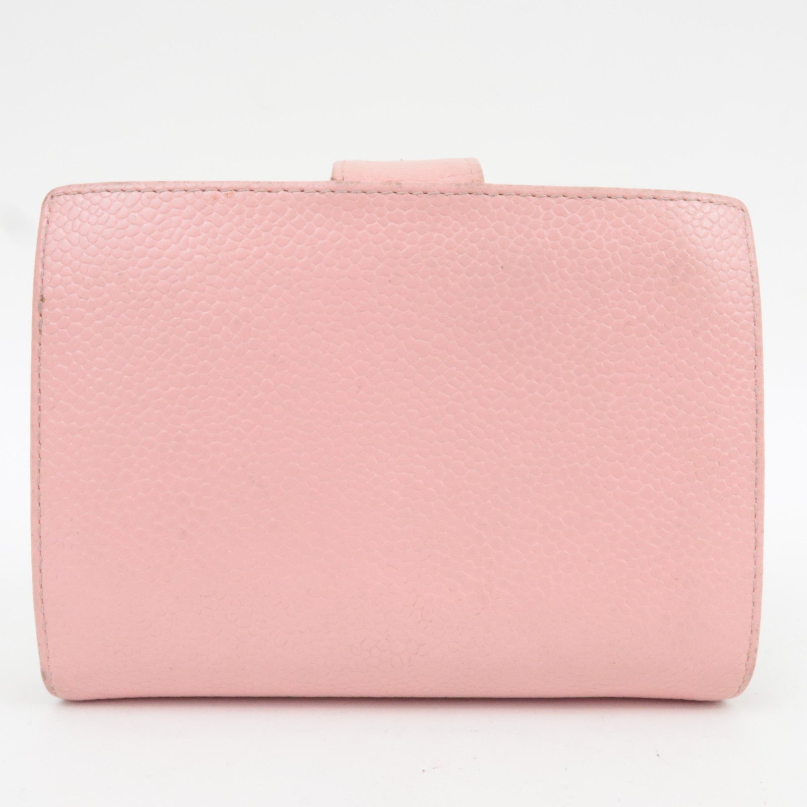 CHANEL Coco Mark Kiss Lock Caviarskin Bifold Wallet Pink Gold HDW 9170189 *G card