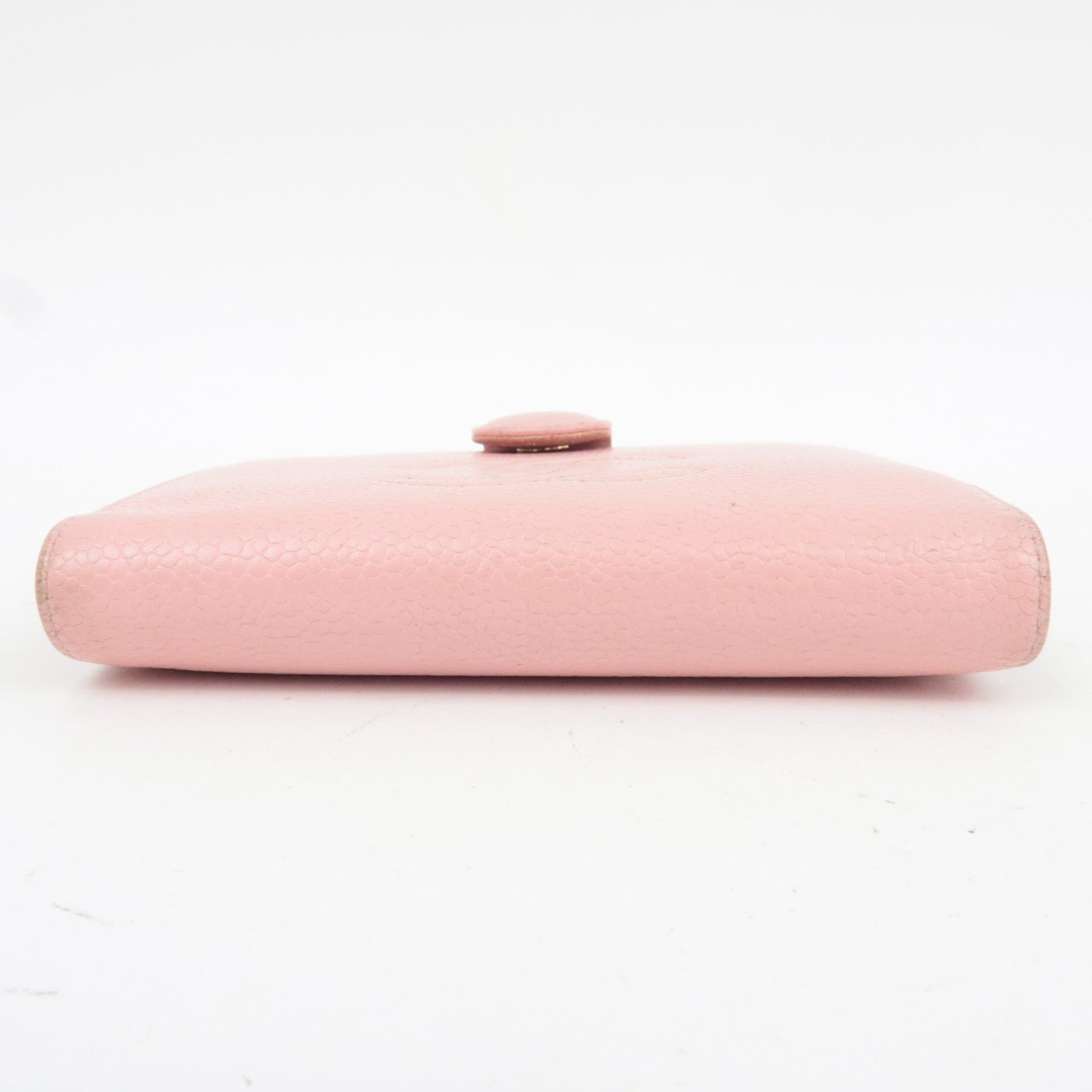 CHANEL Coco Mark Kiss Lock Caviarskin Bifold Wallet Pink Gold HDW 9170189 *G card