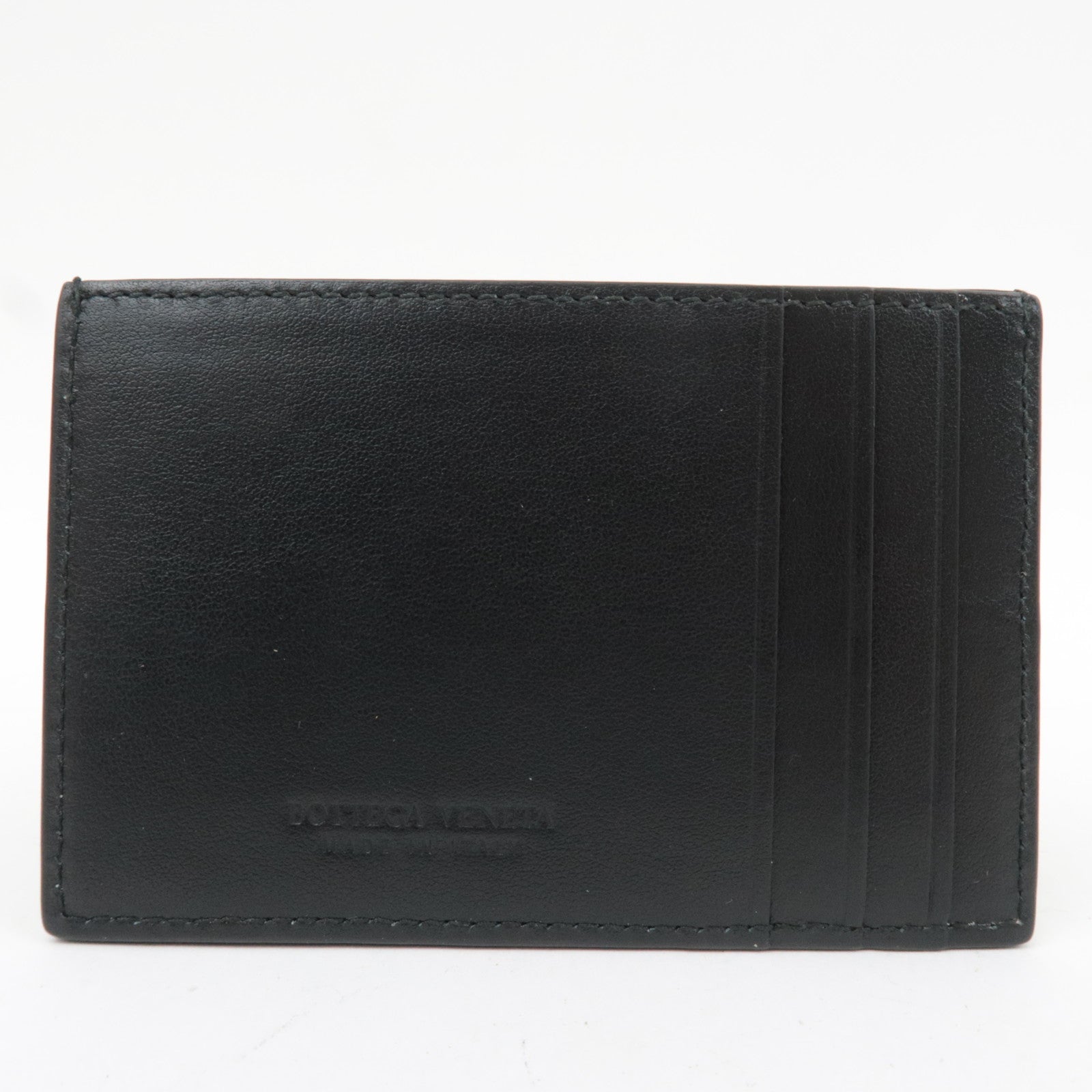 BOTTEGA VENETA Cassette Leather Card Case Black 742693