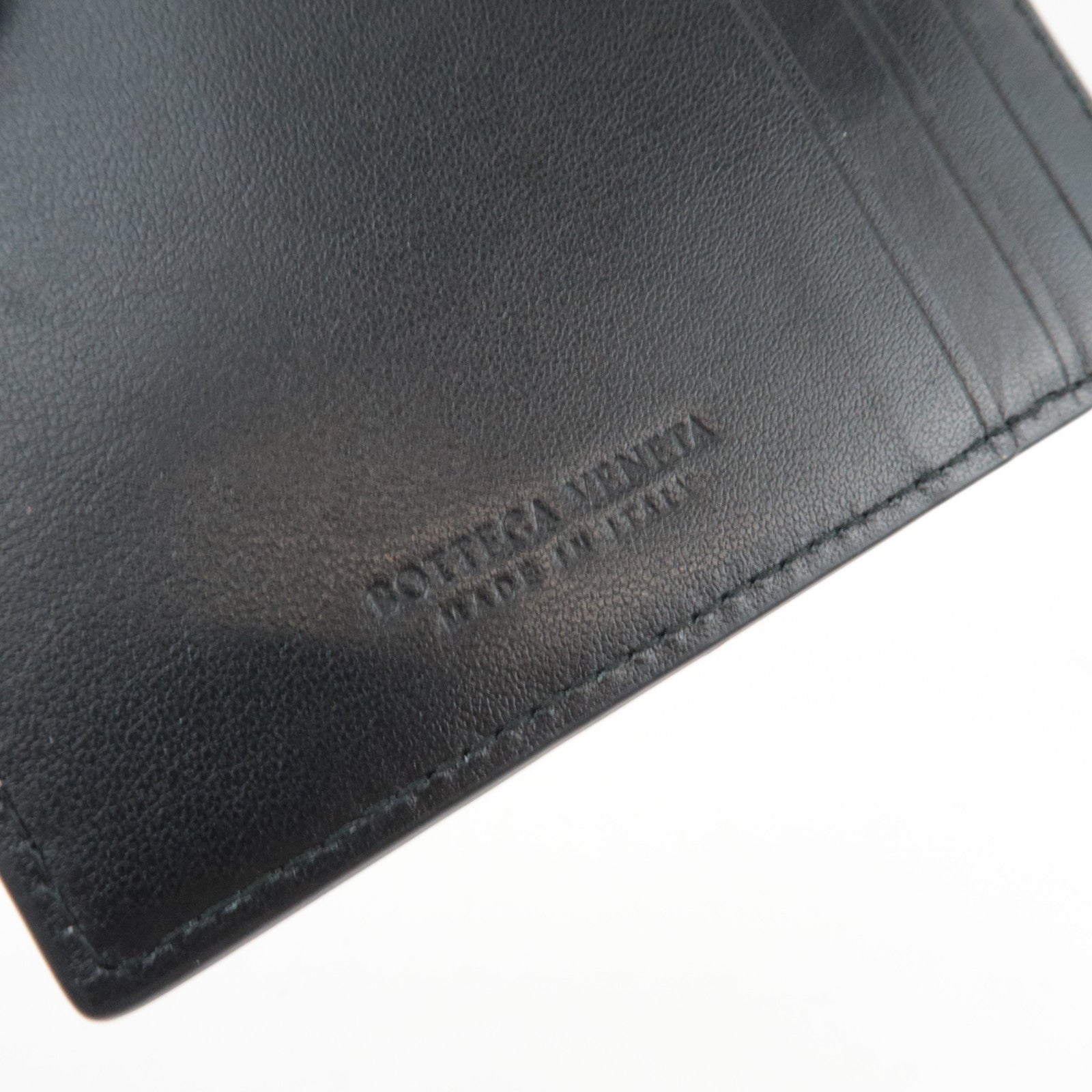 BOTTEGA VENETA Cassette Leather Card Case Black 742693