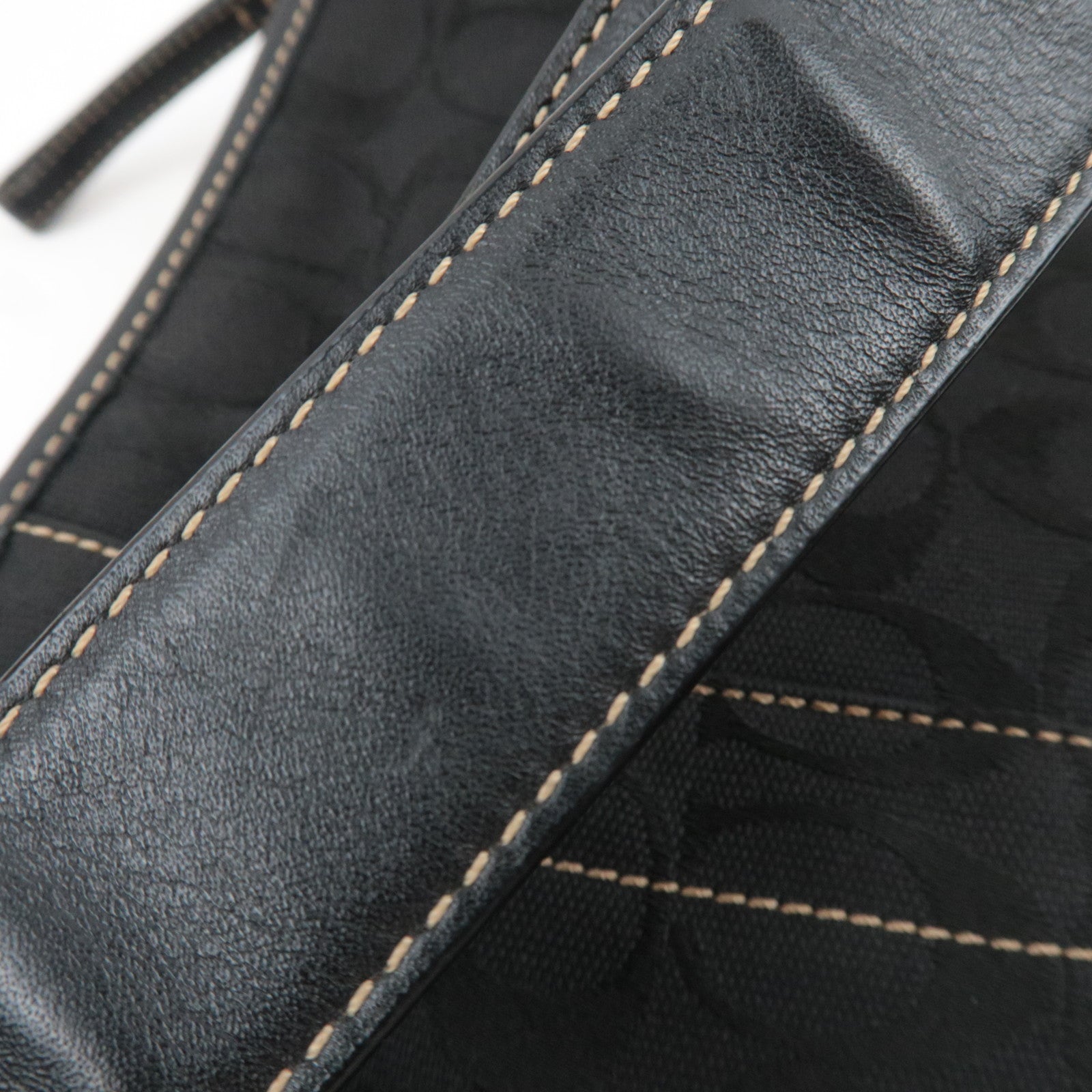 COACH Set of 3 Signature Shoulder Bag Canvas Leather Black Beige Brown