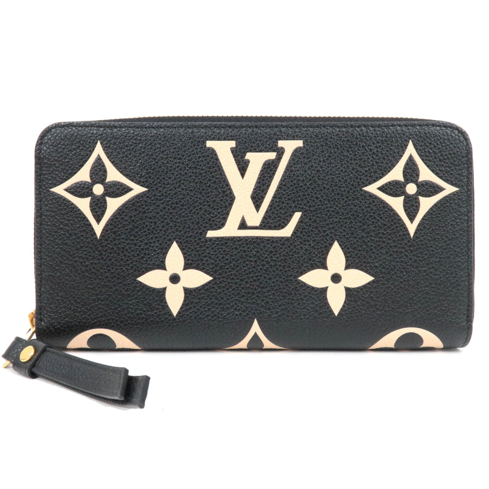 Louis Vuitton Bicolor Monogram Empreinte Zippy Long Wallet Noir M80481 RFID *Box, Dust bag82348