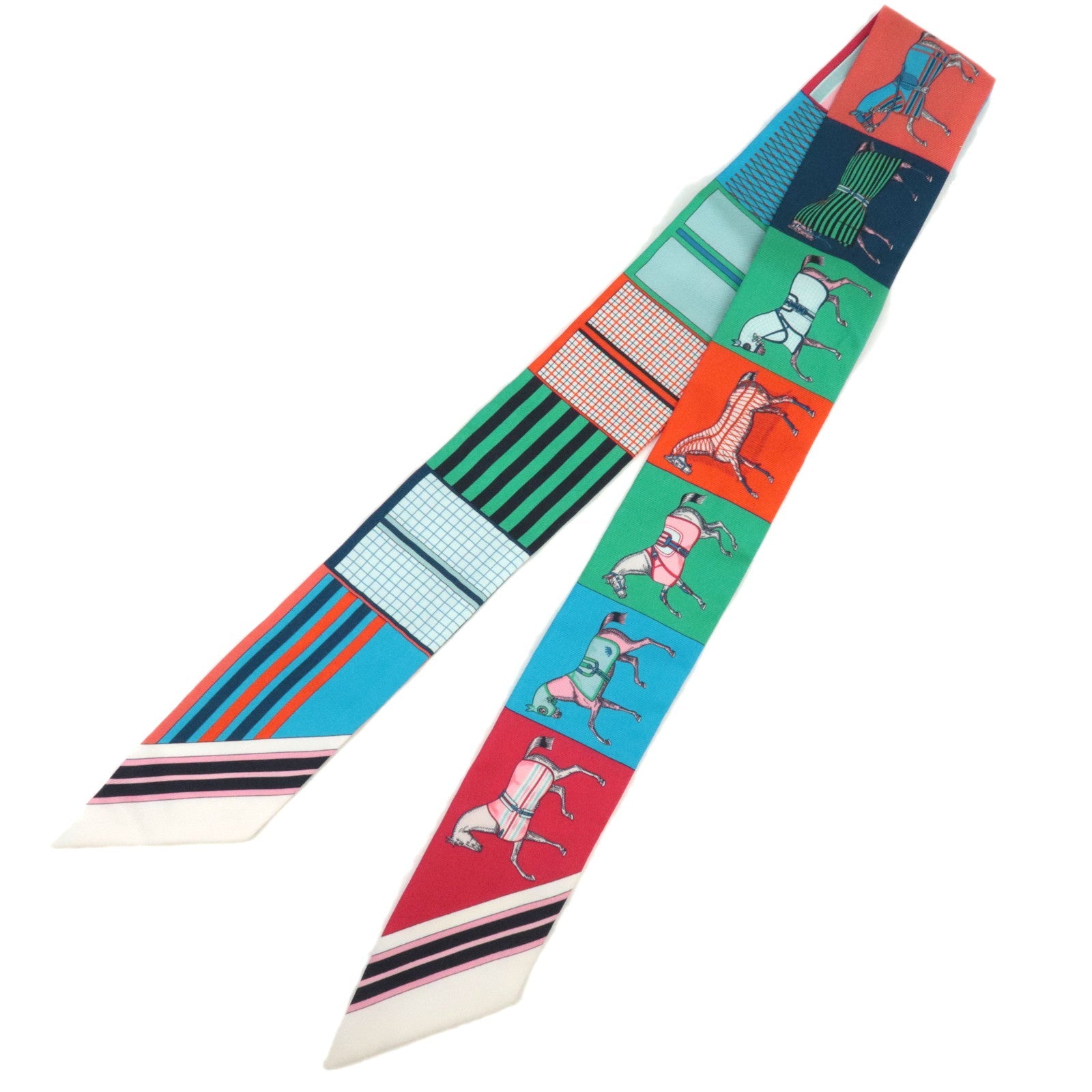 HERMES Twilly Scarf Couvertures Nouvelles 100% Silk Multicolor82386