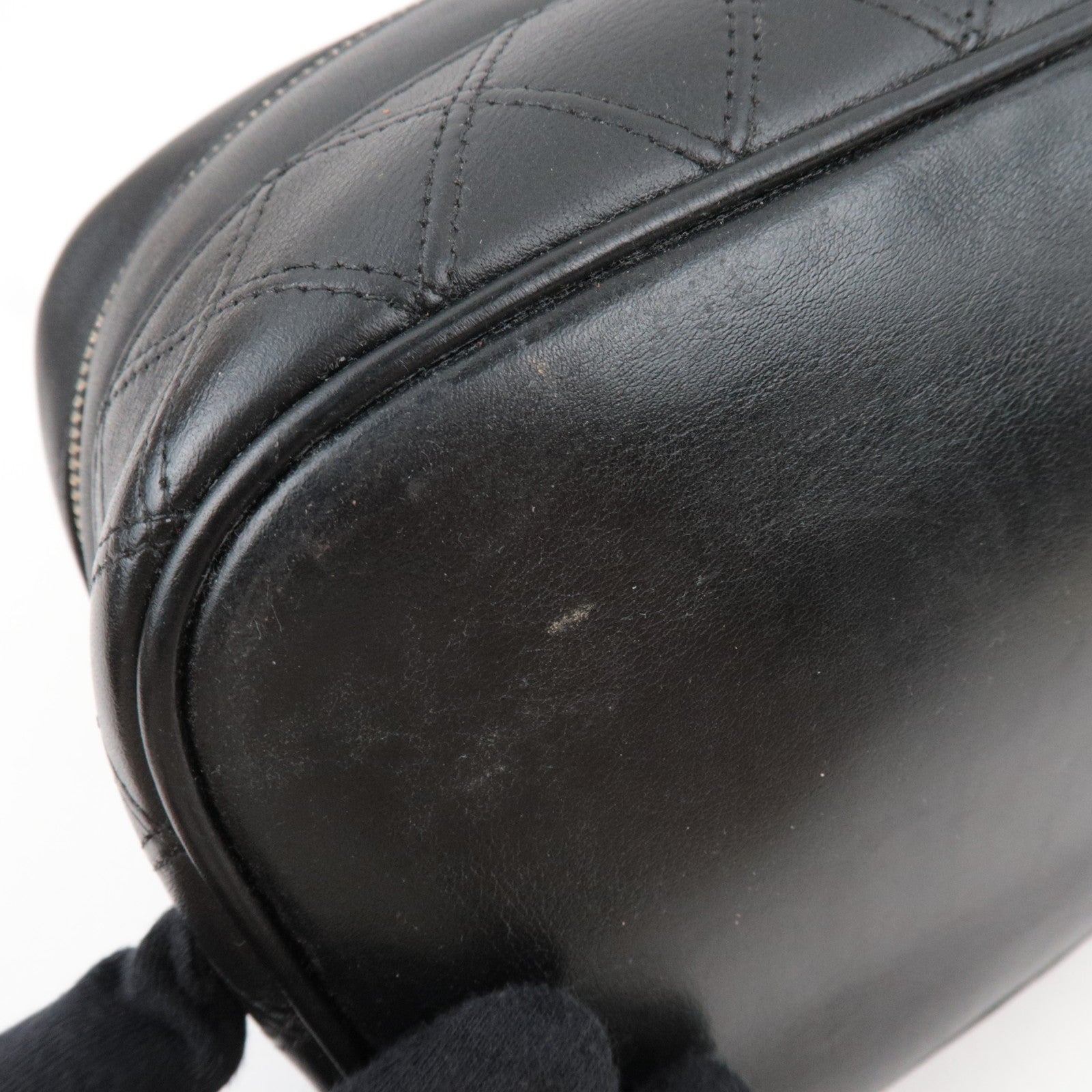 CHANEL Bicolore Leather Vanity Bag Black Gold HDW A01618 3458890