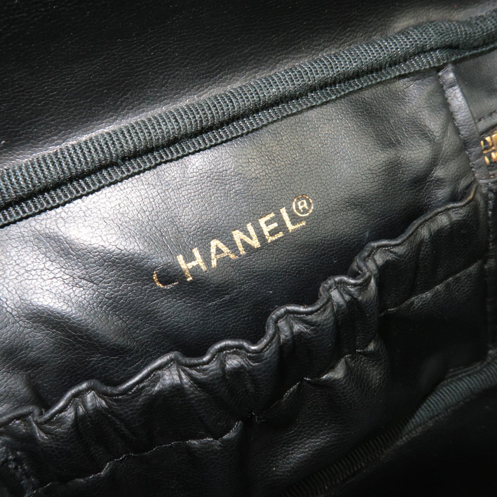 CHANEL Bicolore Leather Vanity Bag Black Gold HDW A01618 3458890