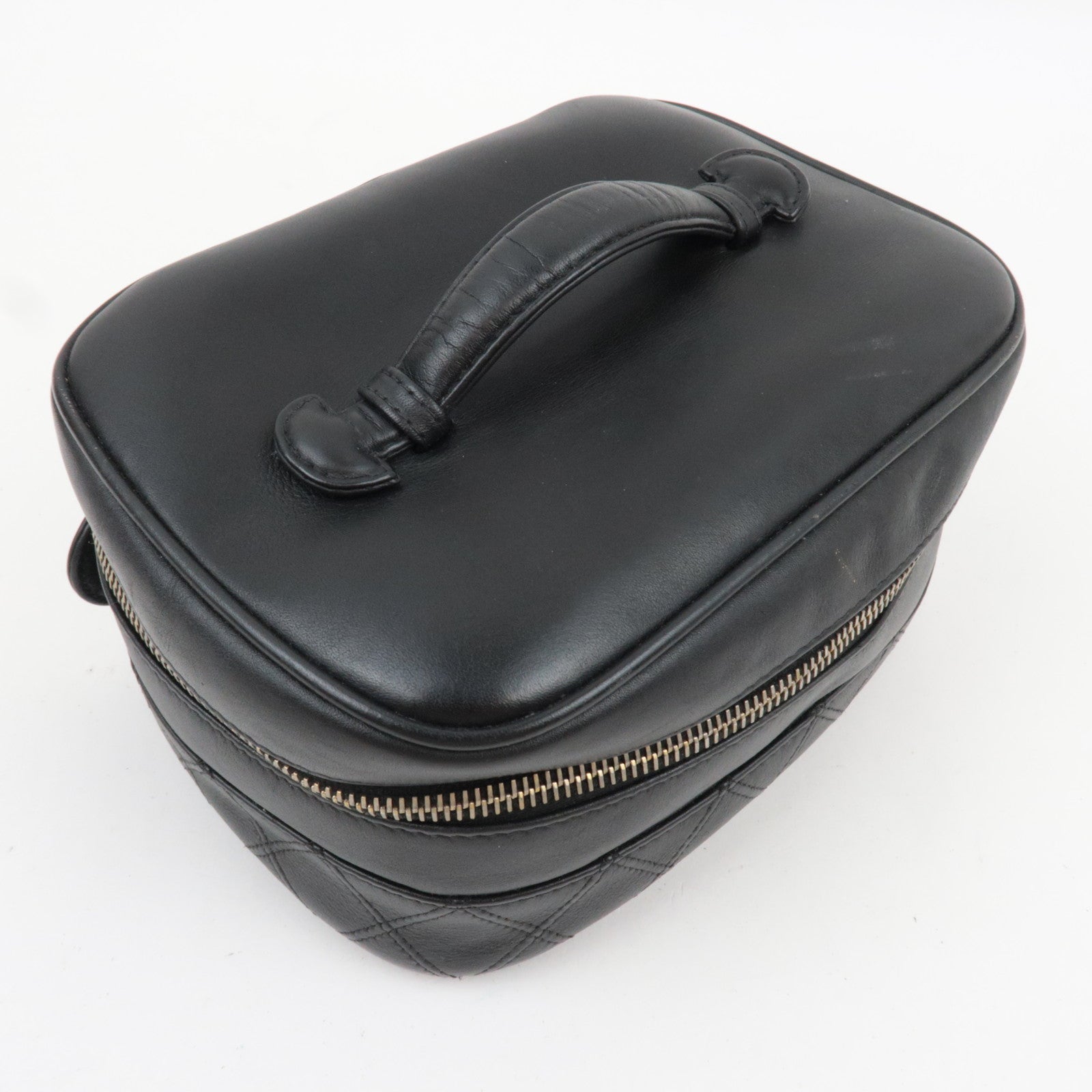 CHANEL Bicolore Leather Vanity Bag Black Gold HDW A01618 3458890