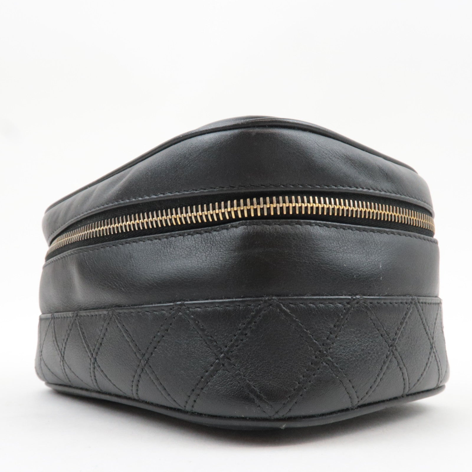 CHANEL Bicolore Leather Vanity Bag Black Gold HDW A01618 3458890