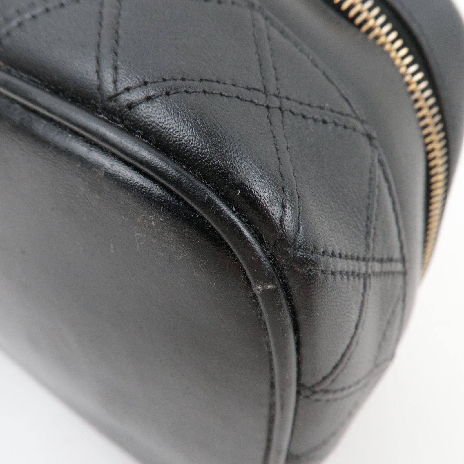 CHANEL Bicolore Leather Vanity Bag Black Gold HDW A01618 3458890