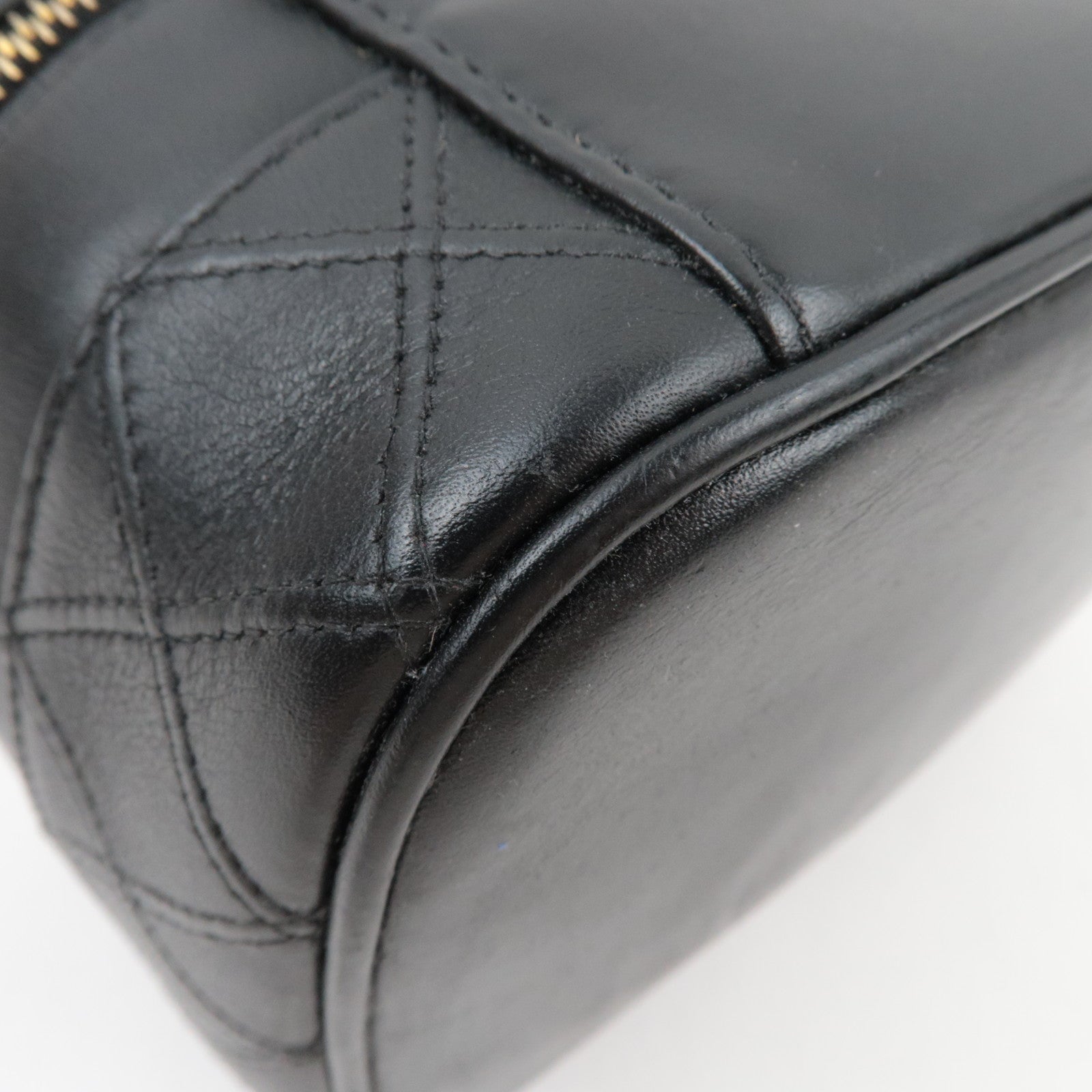 CHANEL Bicolore Leather Vanity Bag Black Gold HDW A01618 3458890