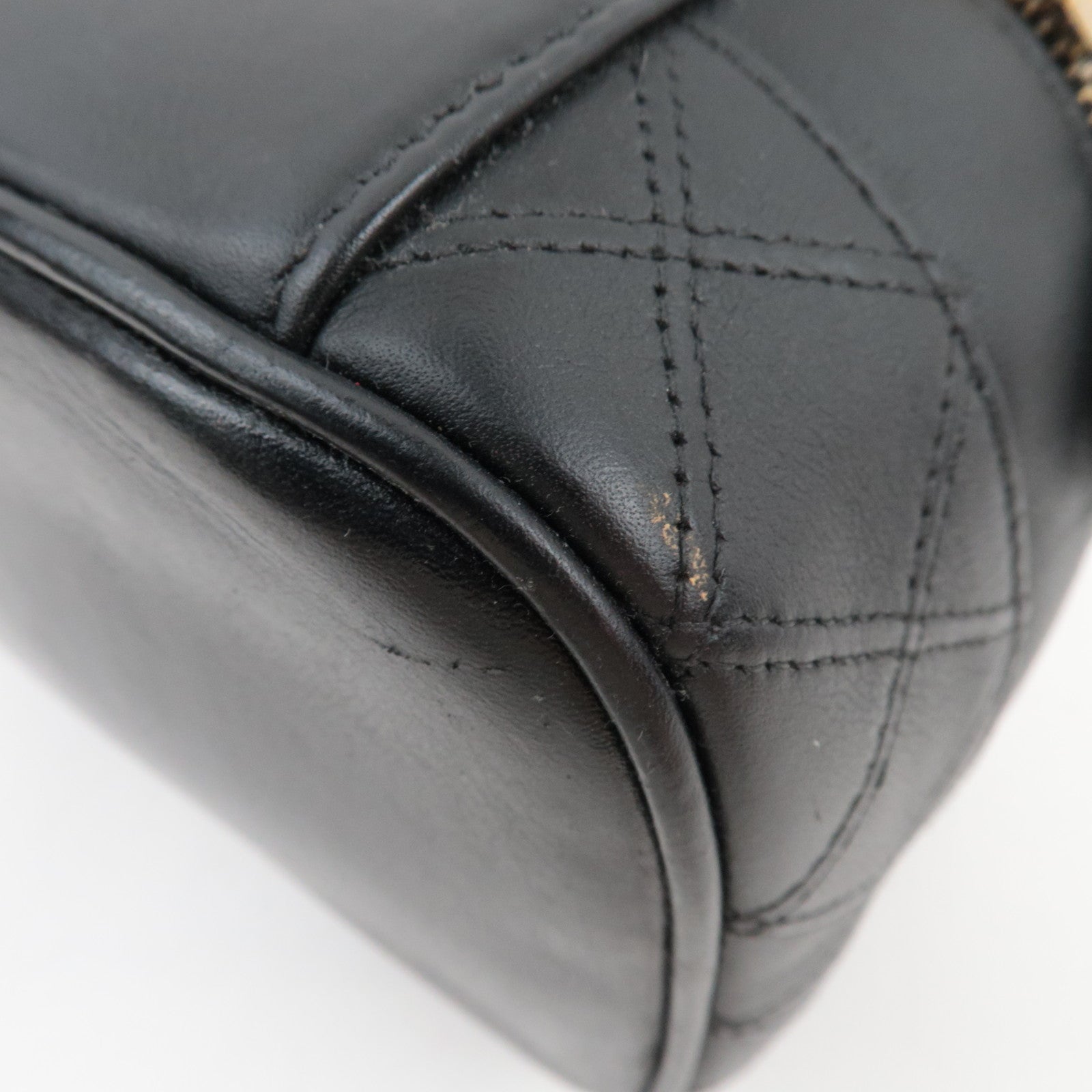 CHANEL Bicolore Leather Vanity Bag Black Gold HDW A01618 3458890