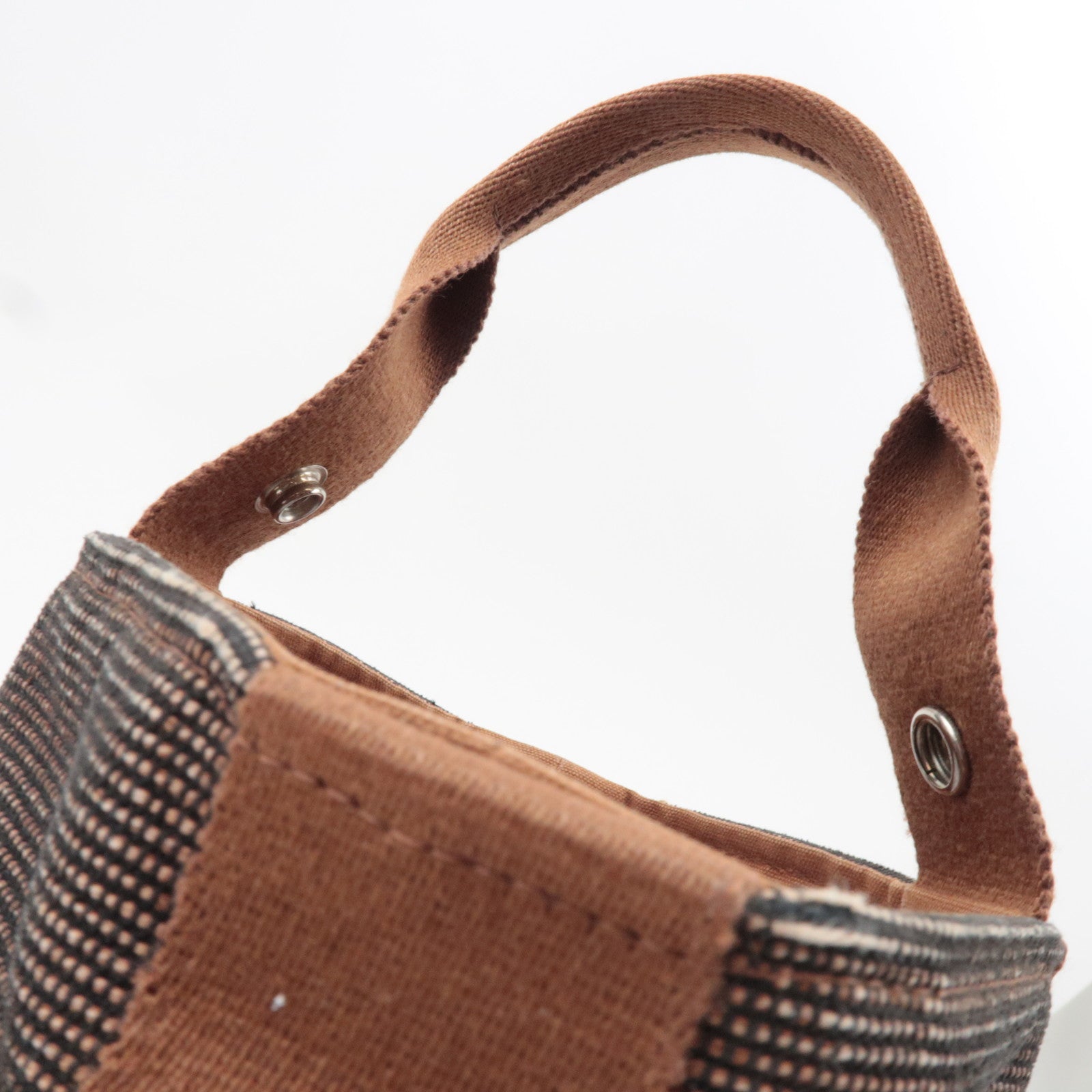 HERMES Saxo PM Canvas Handbag Brown