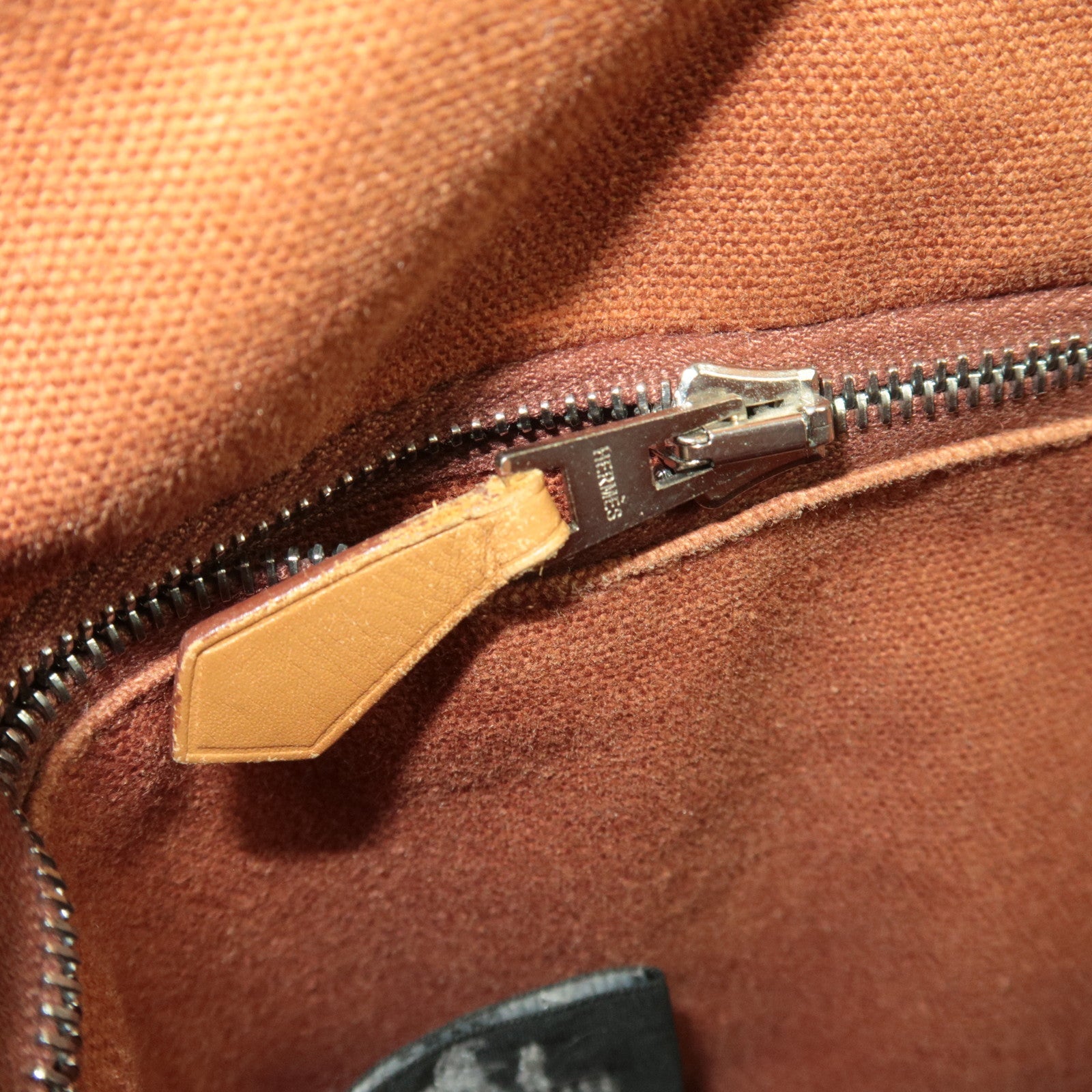 HERMES Saxo PM Canvas Handbag Brown