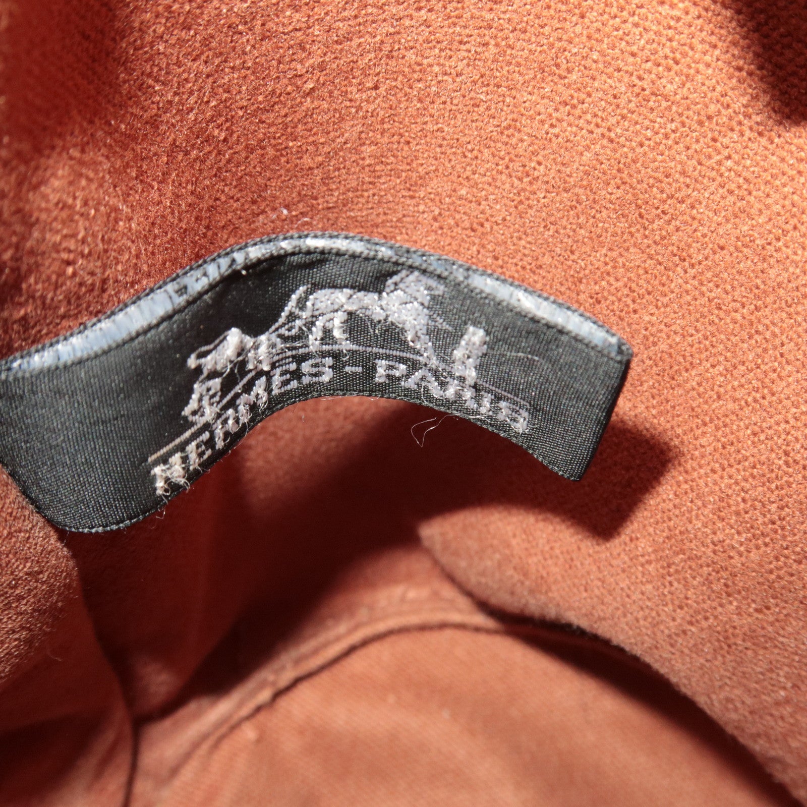 HERMES Saxo PM Canvas Handbag Brown