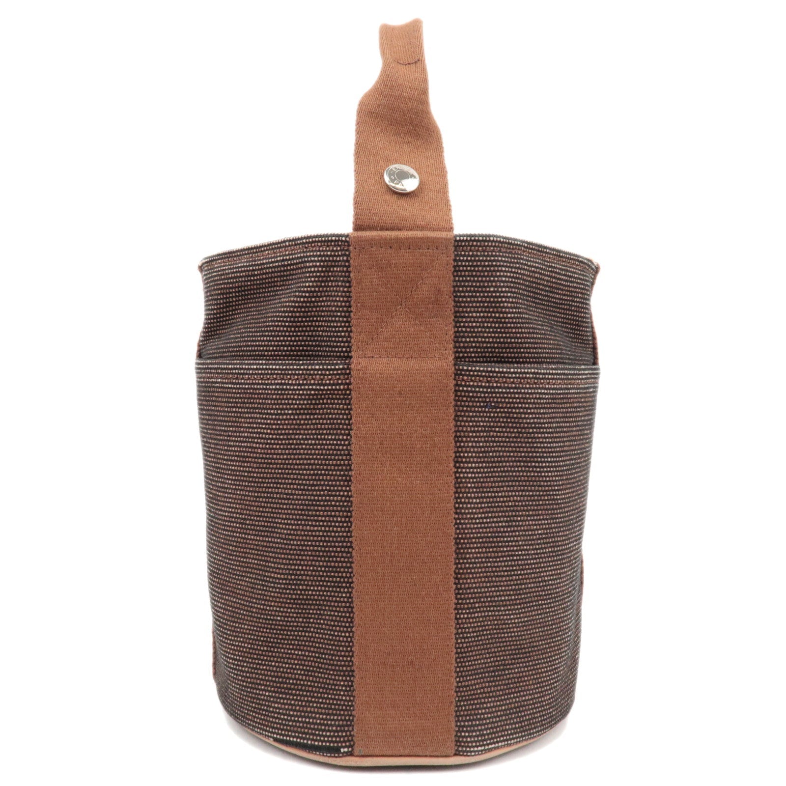 HERMES Saxo PM Canvas Handbag Brown82400