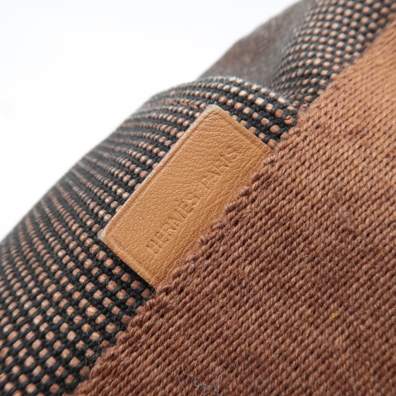 HERMES Saxo PM Canvas Handbag Brown