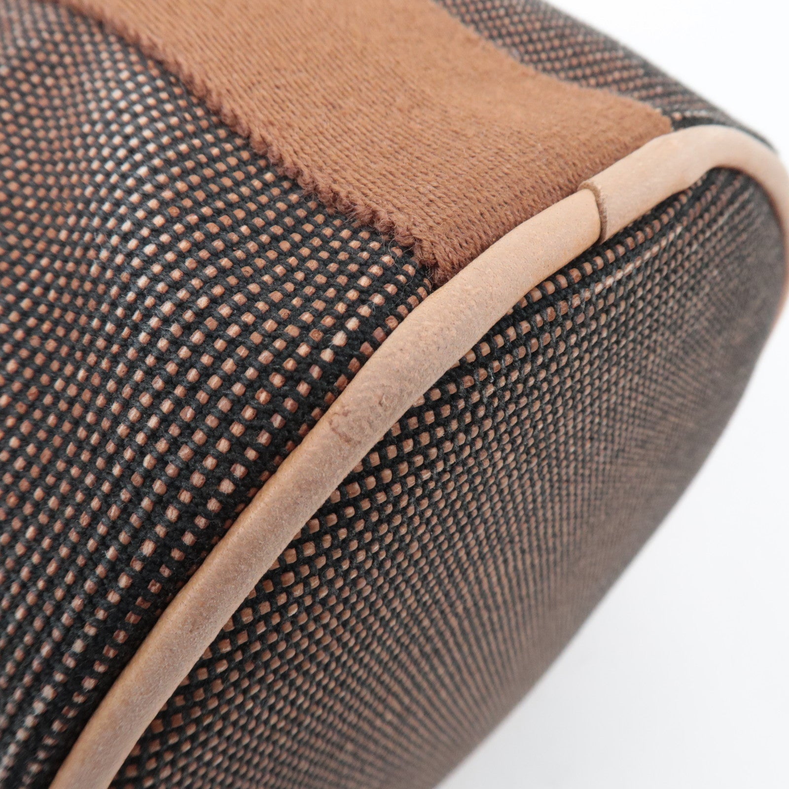 HERMES Saxo PM Canvas Handbag Brown