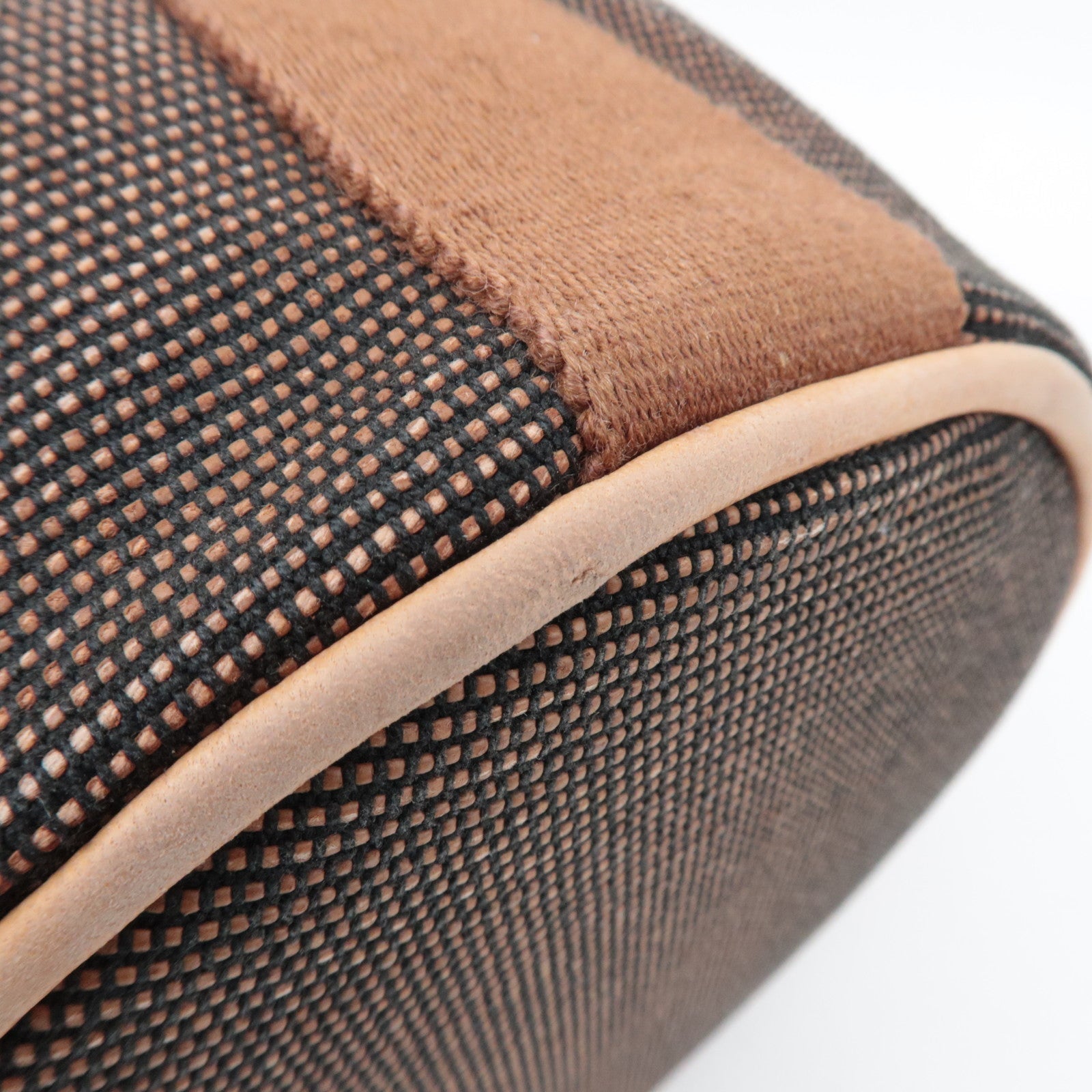 HERMES Saxo PM Canvas Handbag Brown