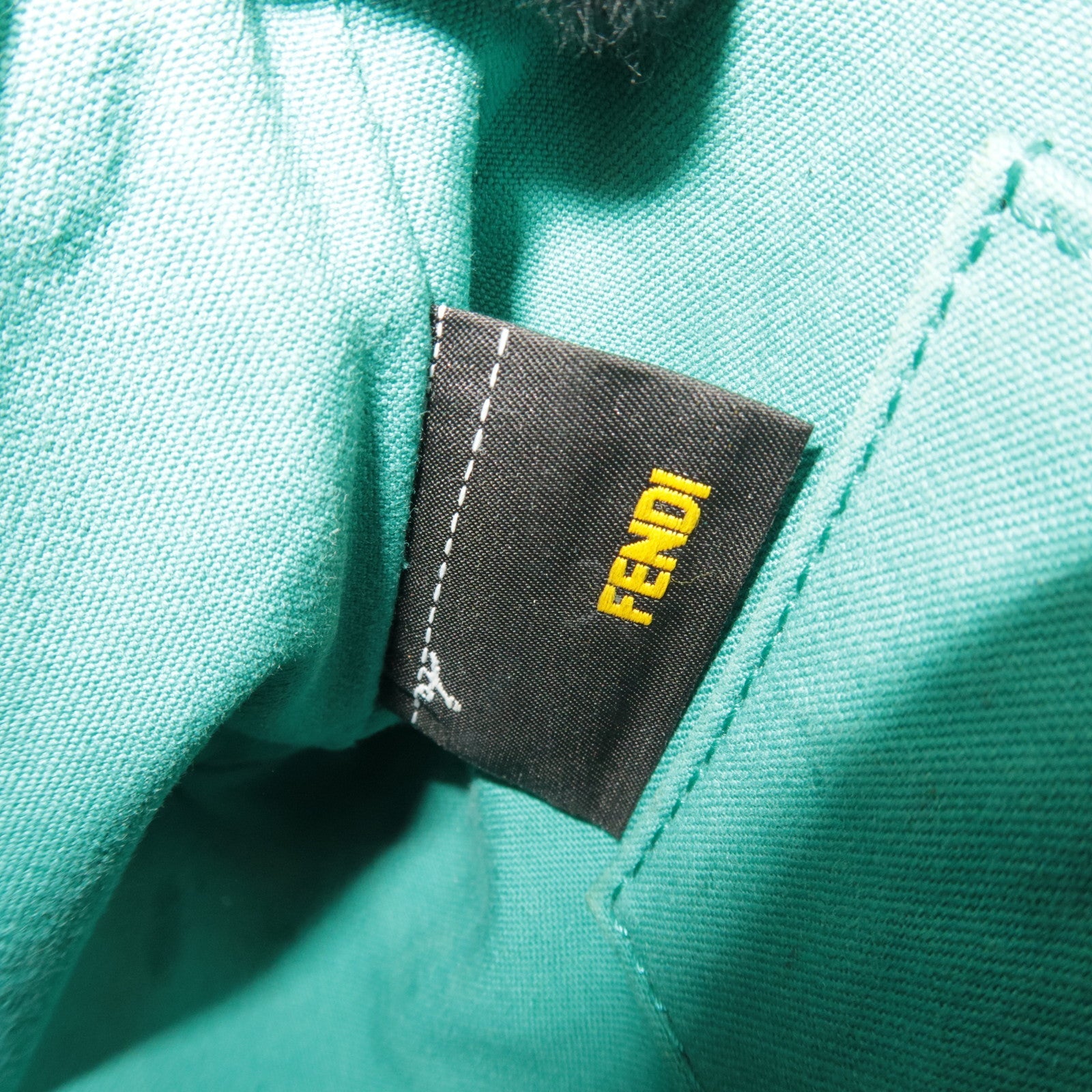 FENDI Zucca Chain Handbag PVC Leather Brown Black Turquoise 8M0271