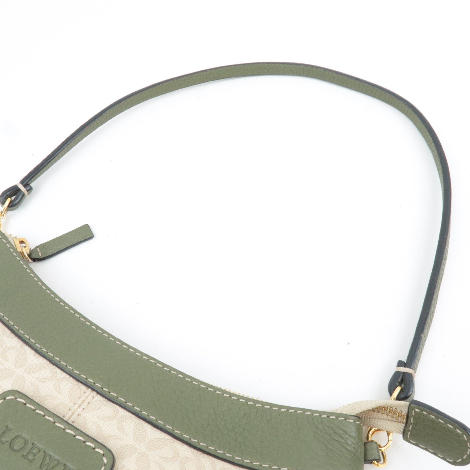 LOEWE Canvas Leather Small Shoulder Bag Beige Khaki