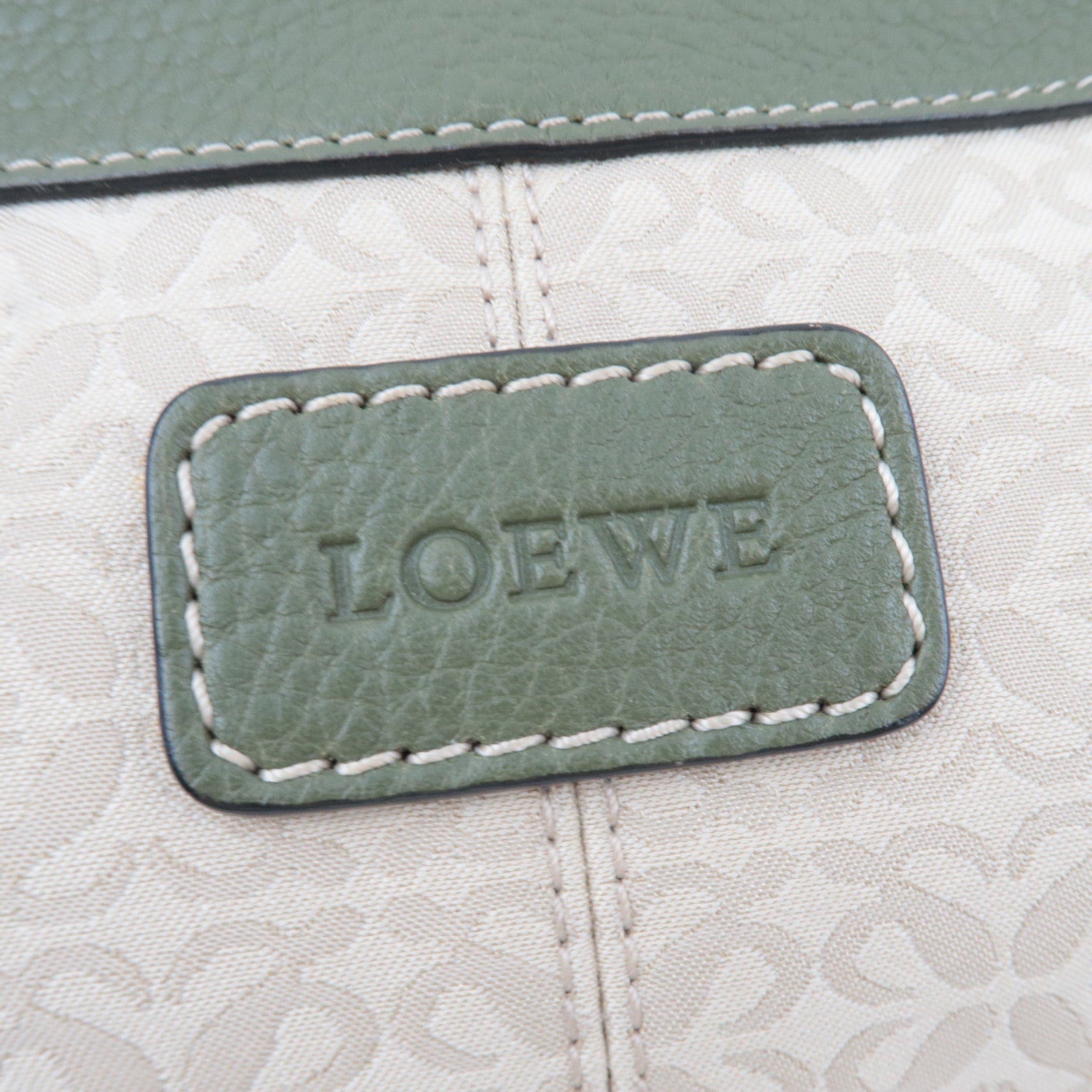 LOEWE Canvas Leather Small Shoulder Bag Beige Khaki
