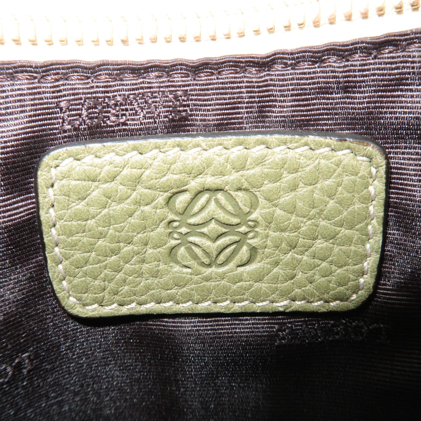 LOEWE Canvas Leather Small Shoulder Bag Beige Khaki