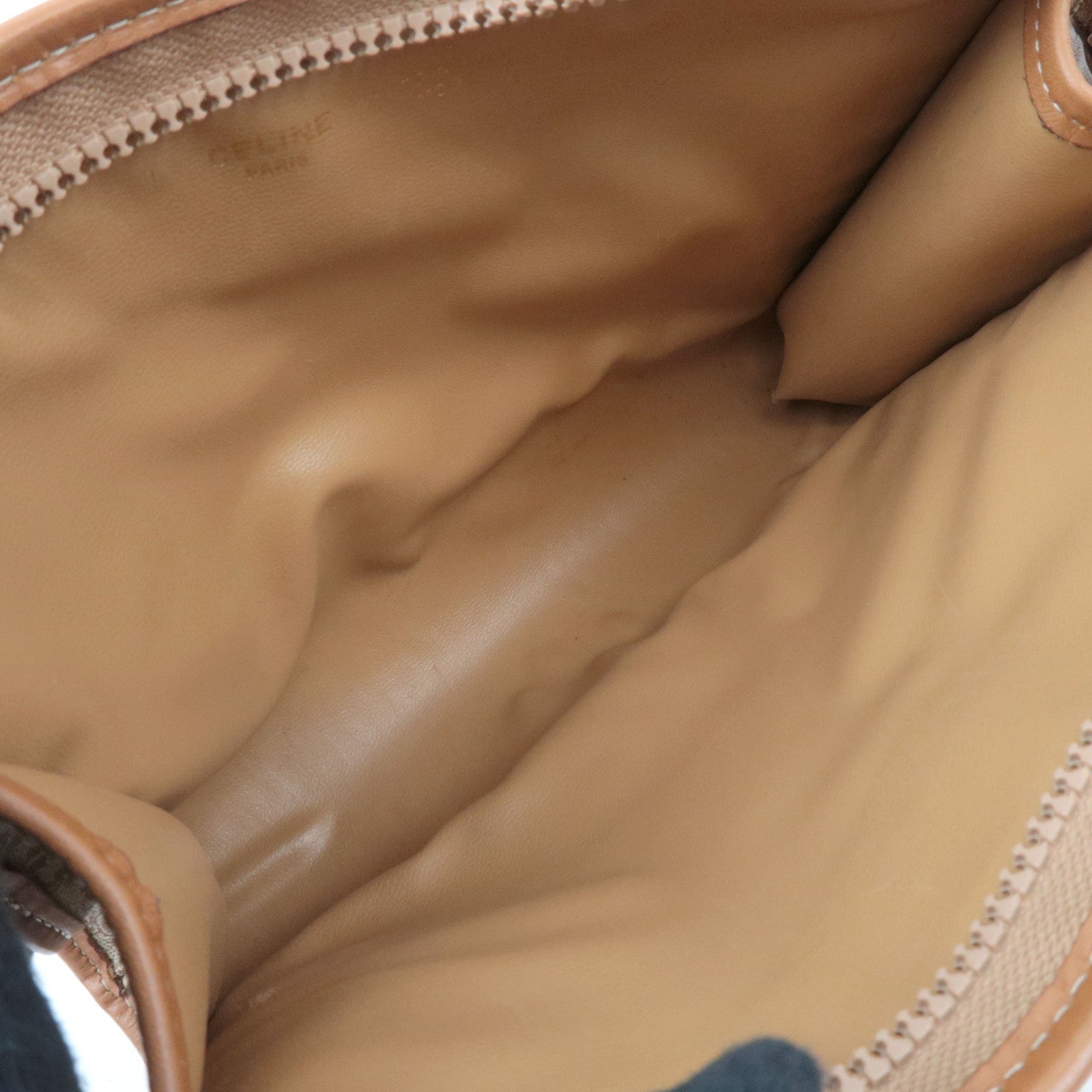 CELINE Macadam Clutch Bag PVC Leather Beige Brown